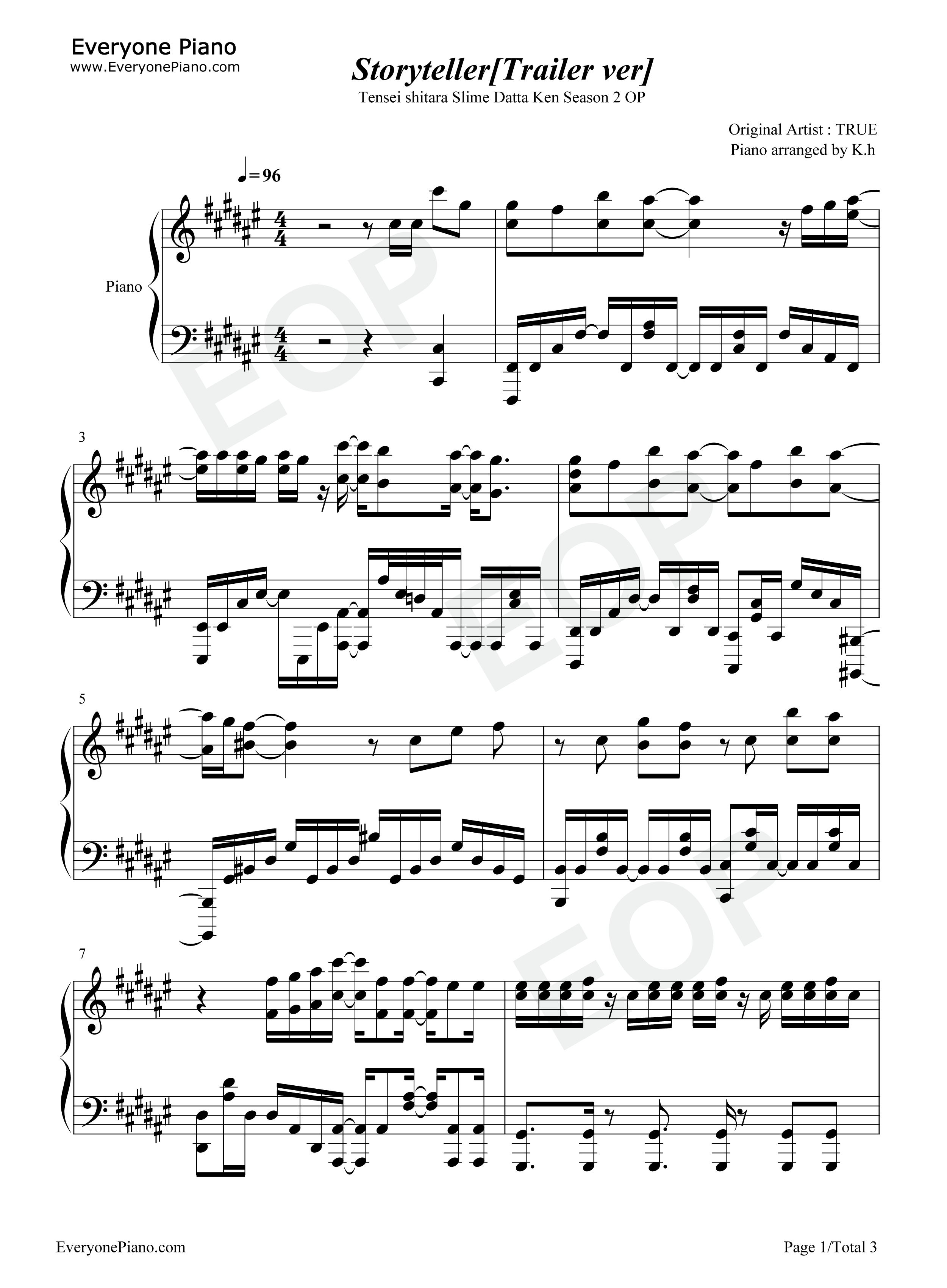 Storyteller钢琴谱_True