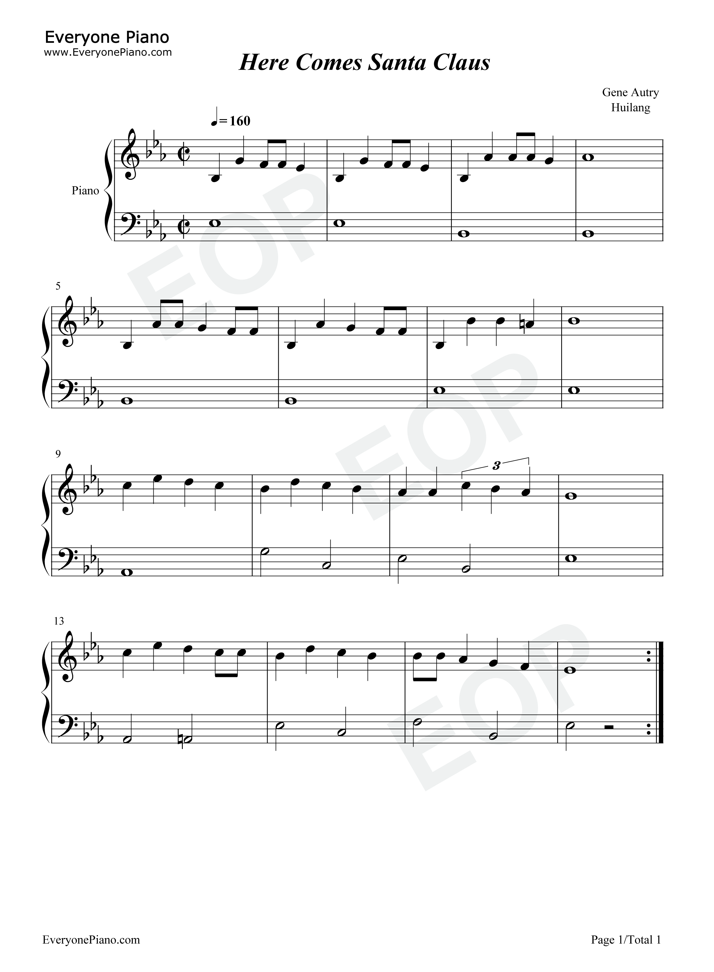 Here_Comes_Santa_Claus钢琴谱_Gene_Autry