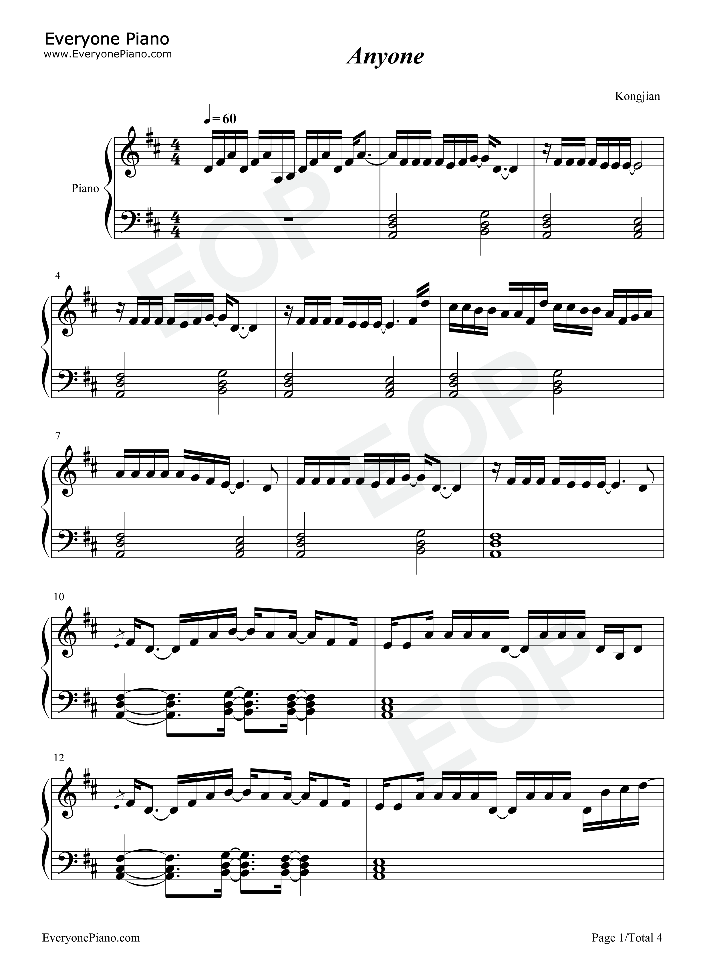 Anyone钢琴谱_Justin_Bieber