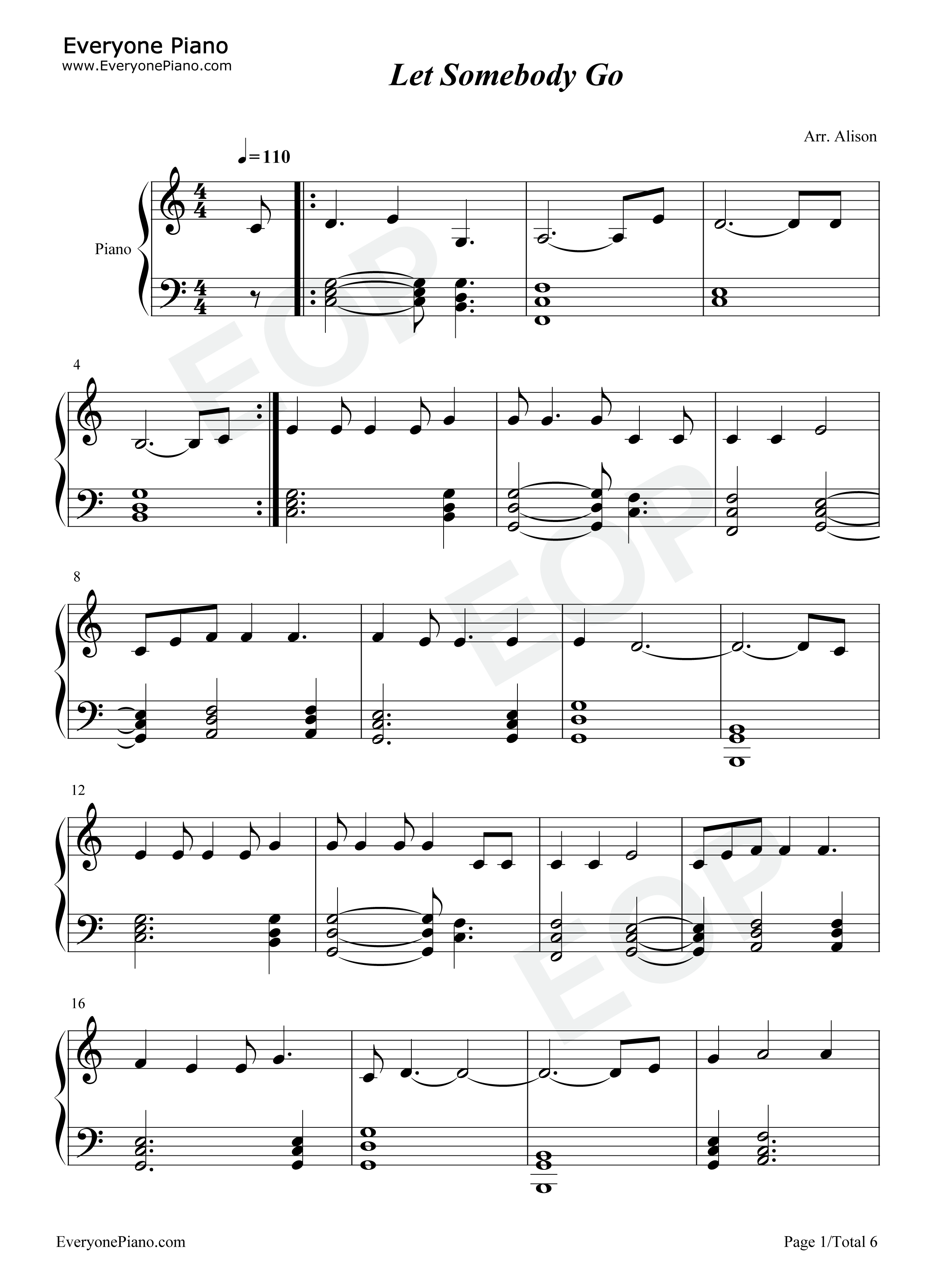 Let_Somebody_Go钢琴谱_Coldplay_Selena_Gomez