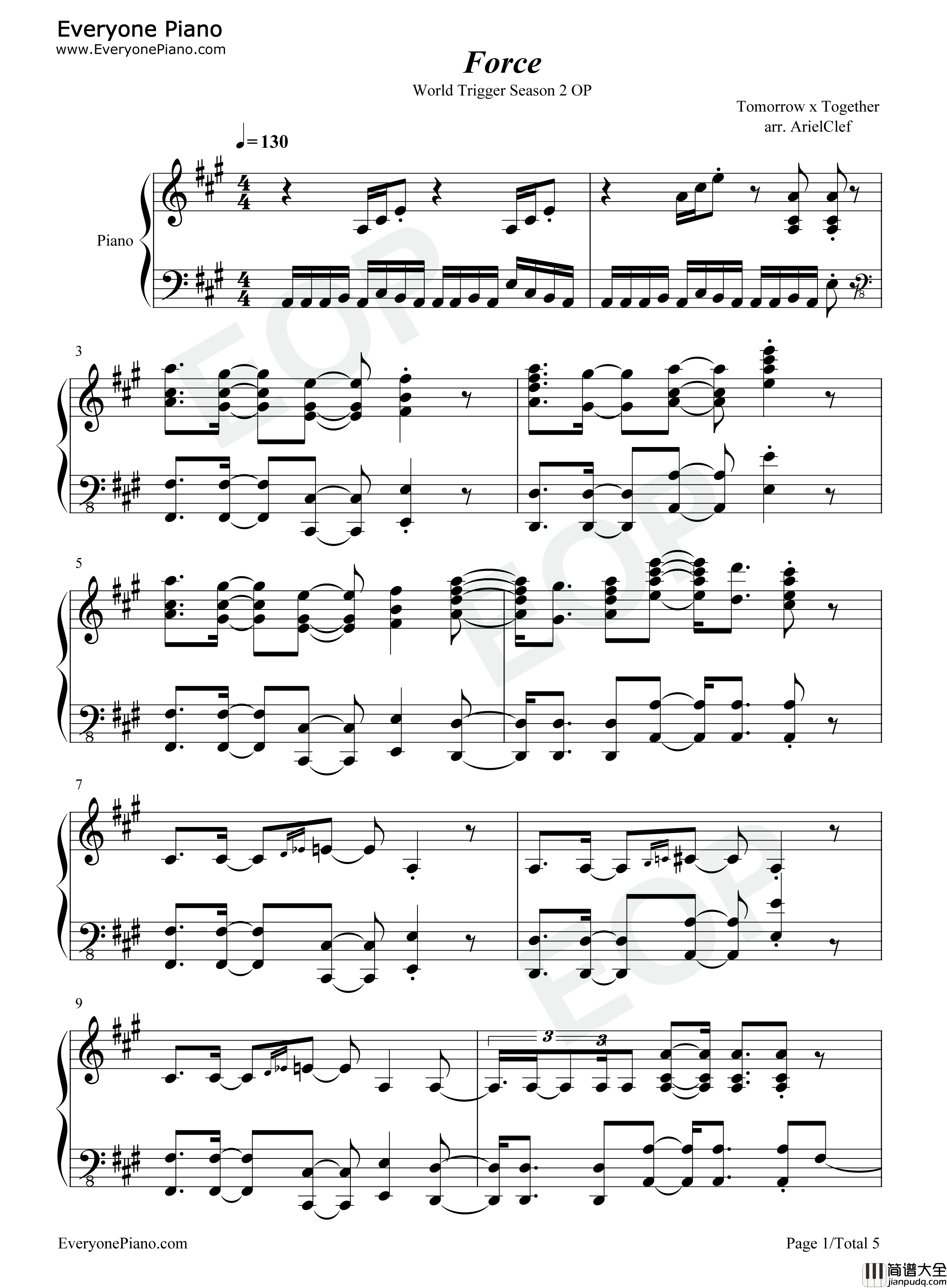 Force钢琴谱_TXT