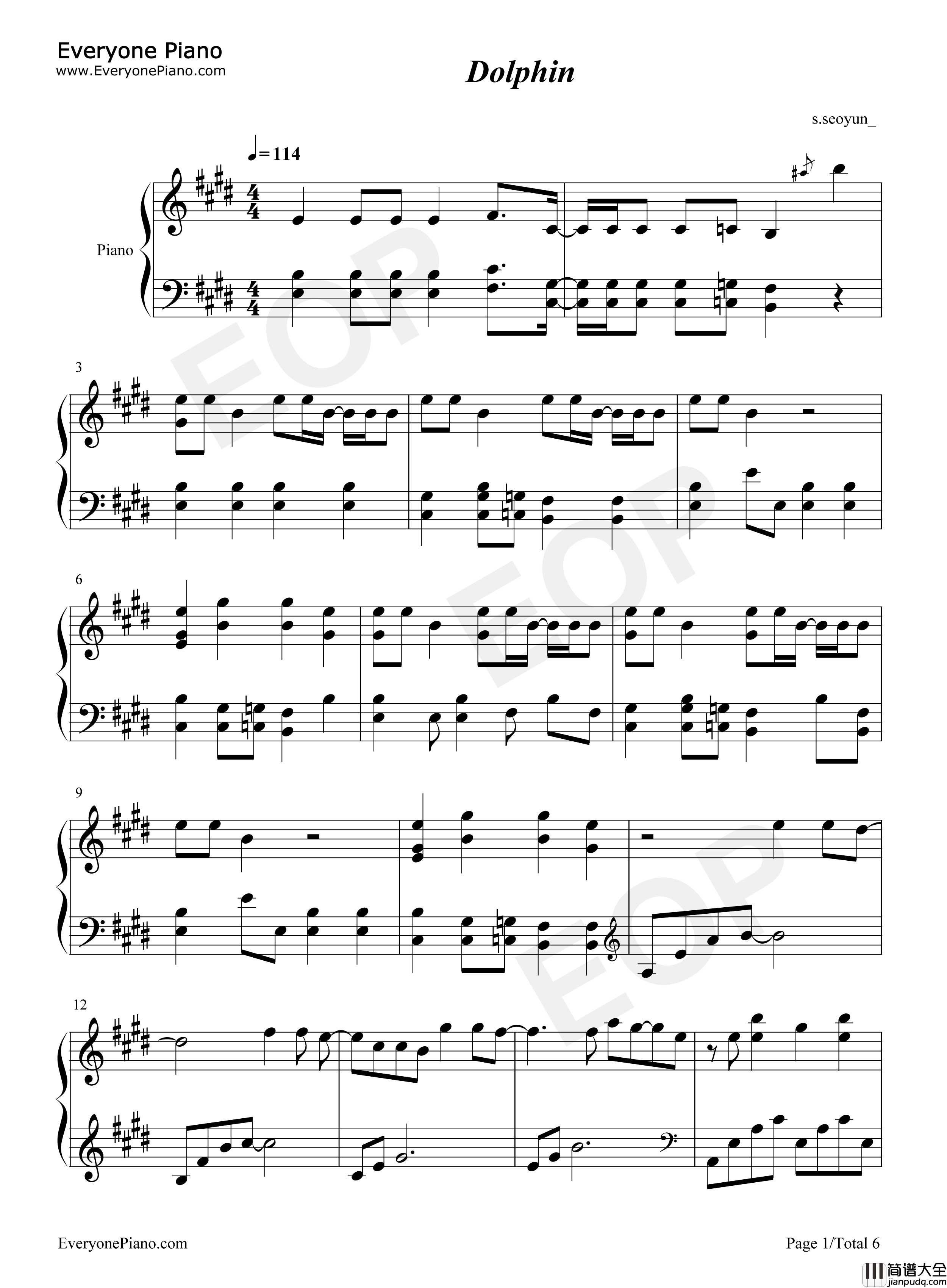 Dolphin钢琴谱_Oh_My_Girl
