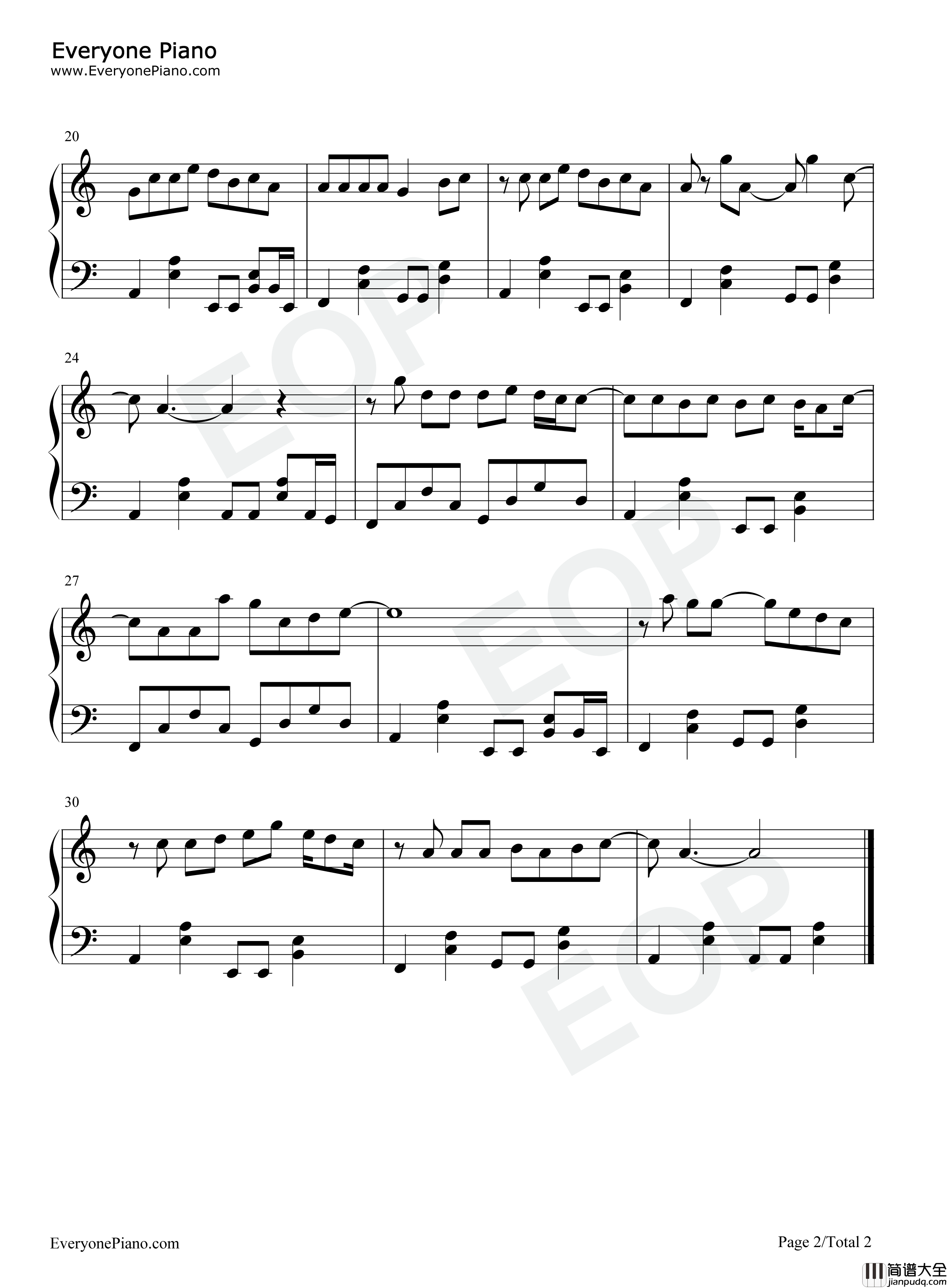 影子小姐钢琴谱_封茗囧菌