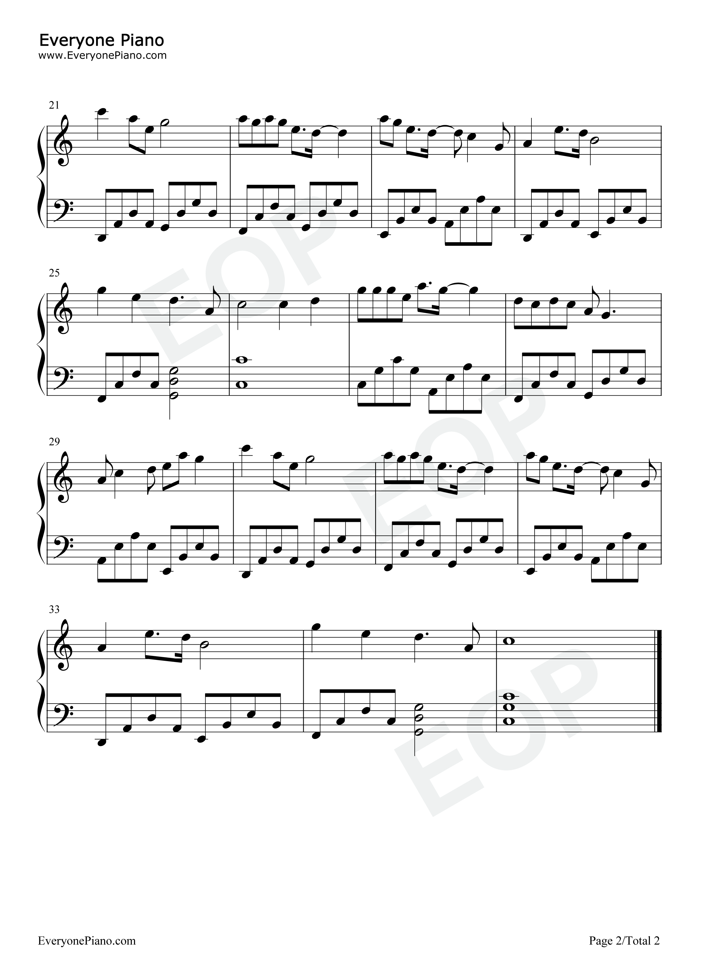 最可爱的人钢琴谱_张靓颖