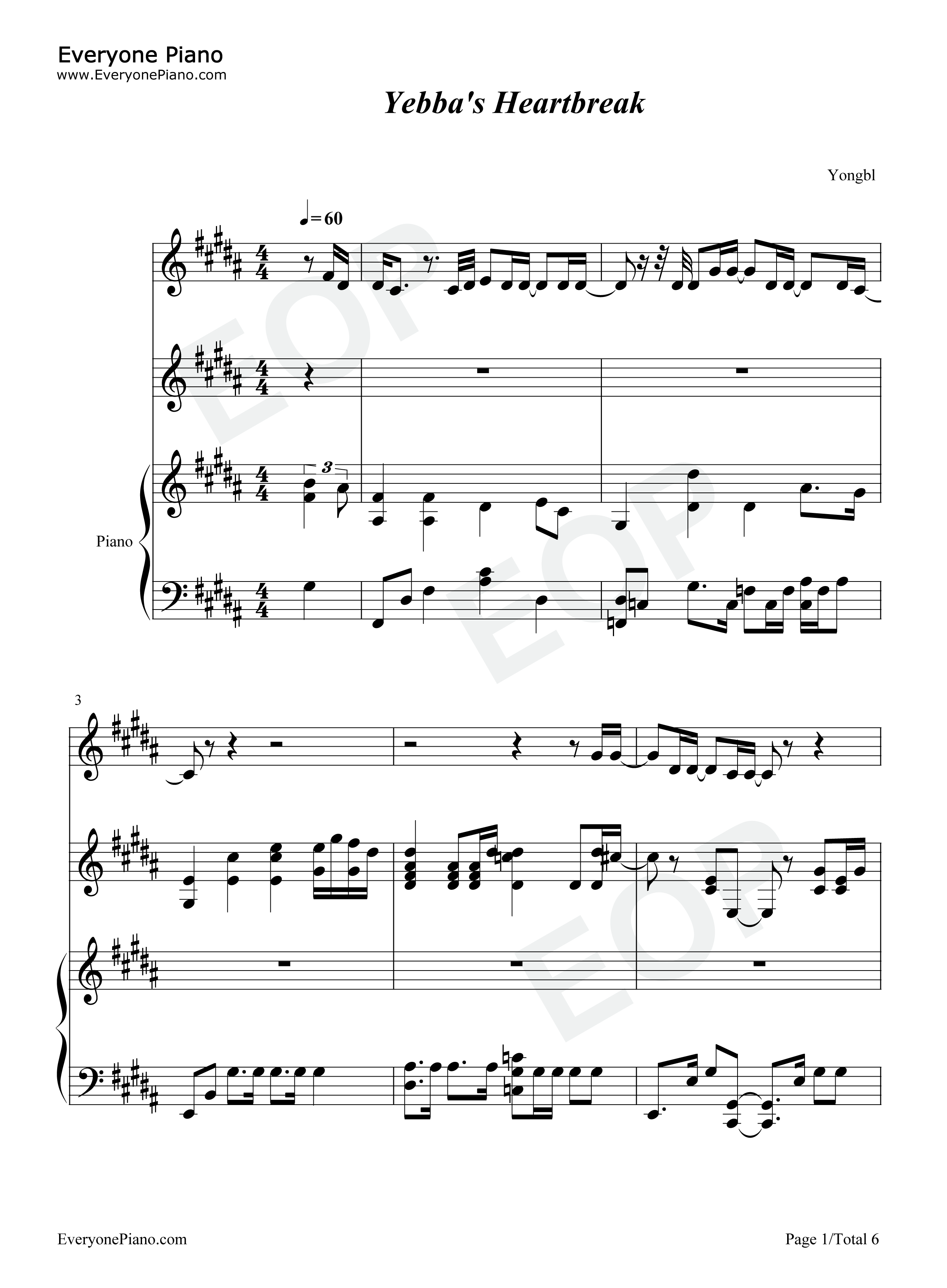 Yebbas_Heartbreak钢琴谱_Drake_Yebba