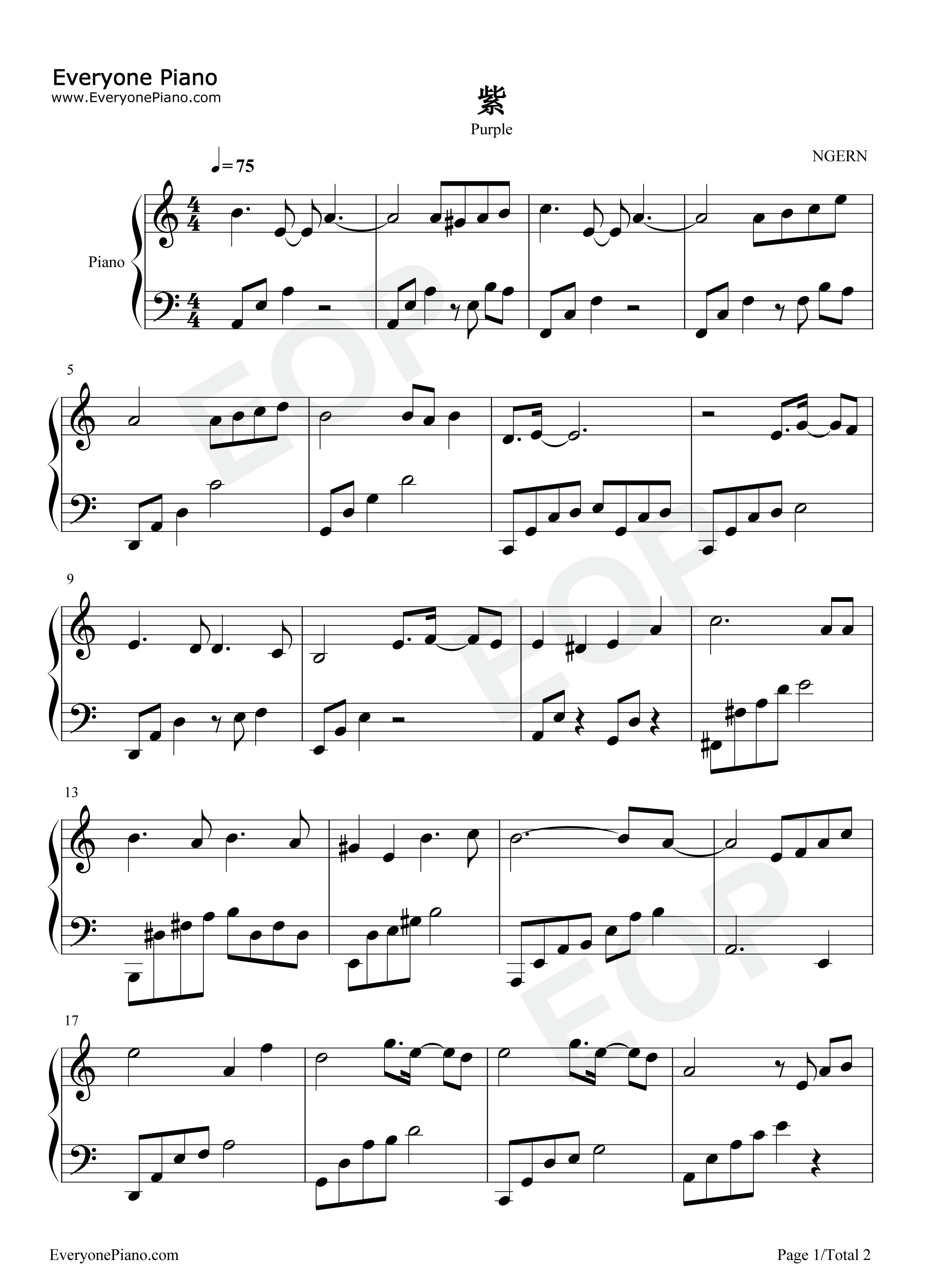 紫钢琴谱_蔡健雅