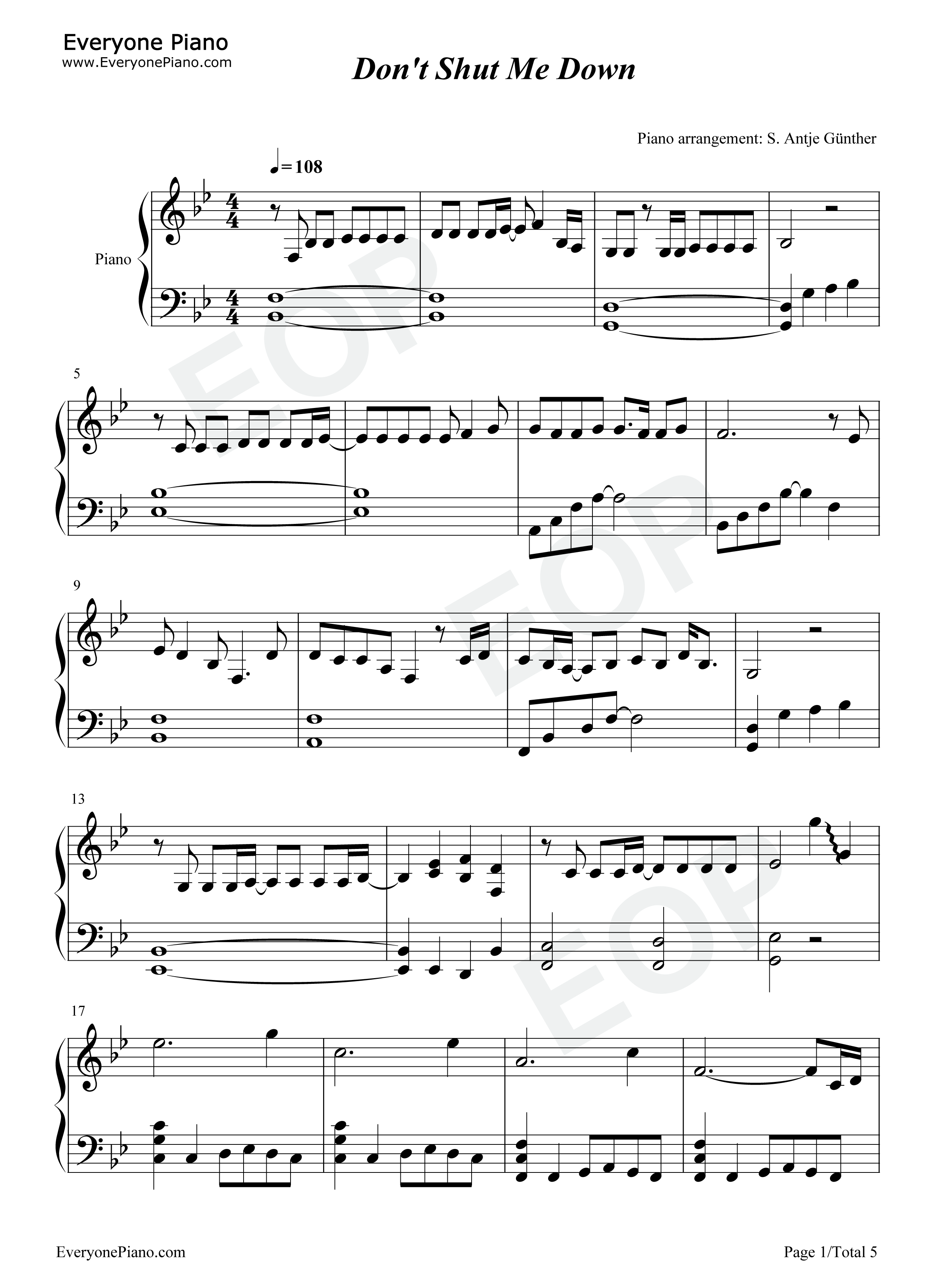 Dont_Shut_Me_Down钢琴谱_ABBA