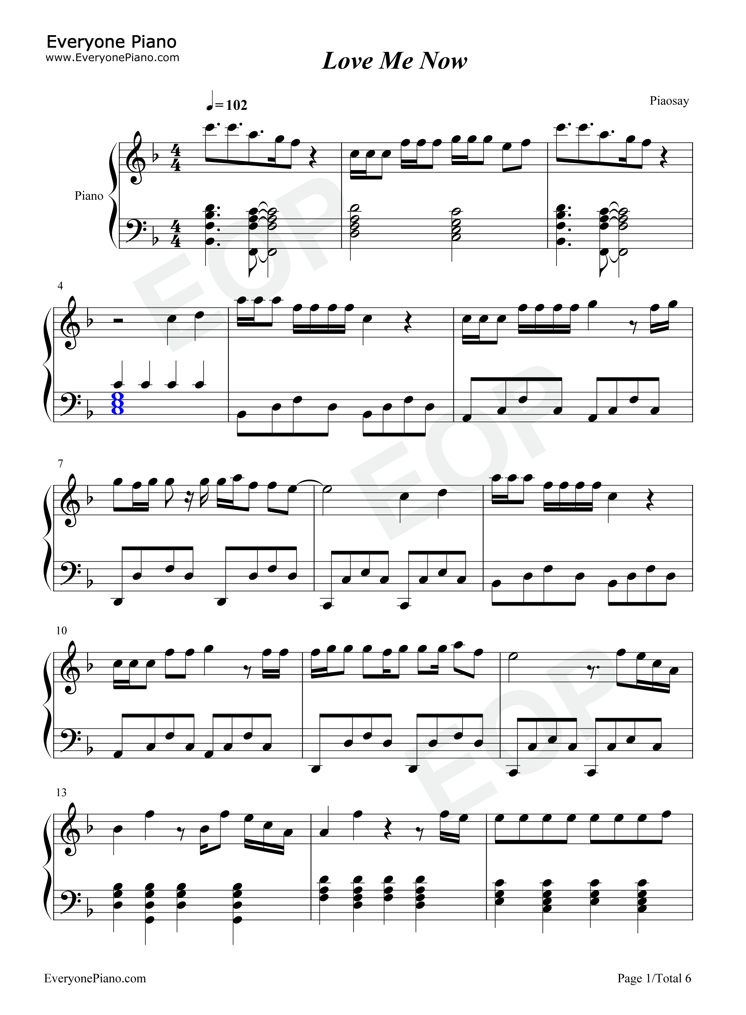 Love_Me_Now钢琴谱_Kygo_Zoe_Wees