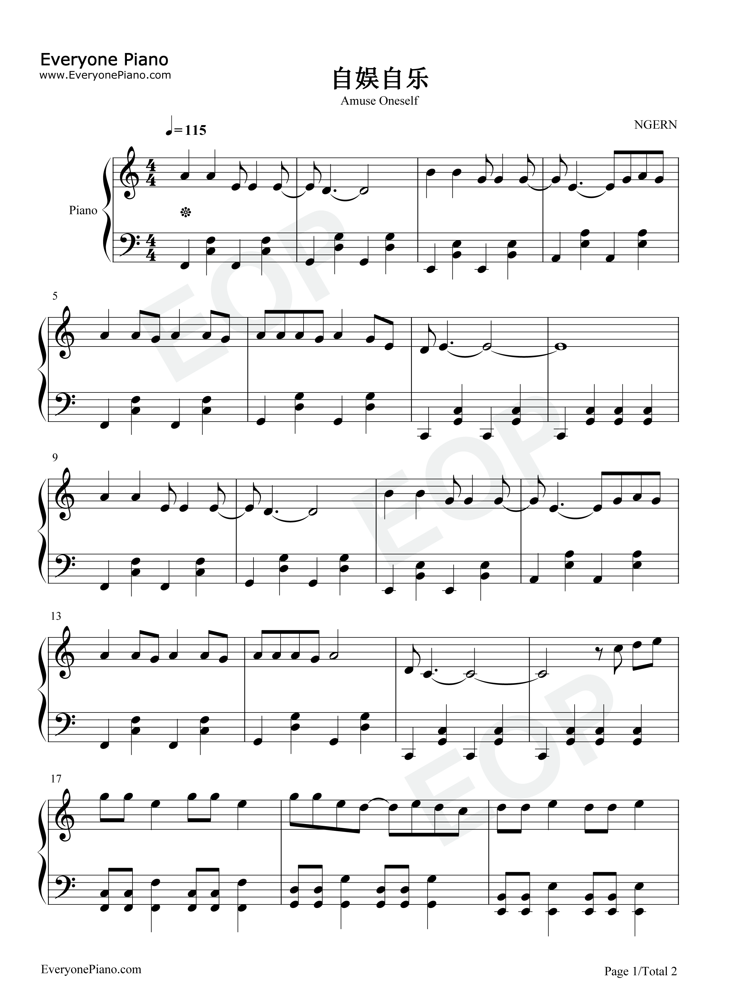 自娱自乐钢琴谱_金志文