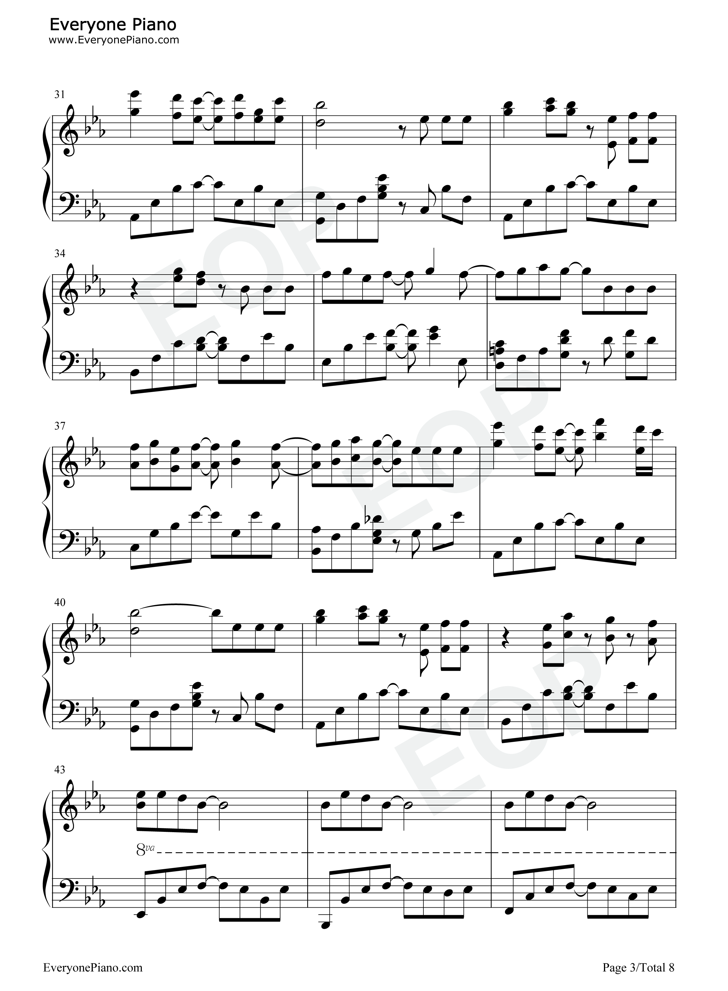 傻笑钢琴谱_周杰伦_袁咏琳