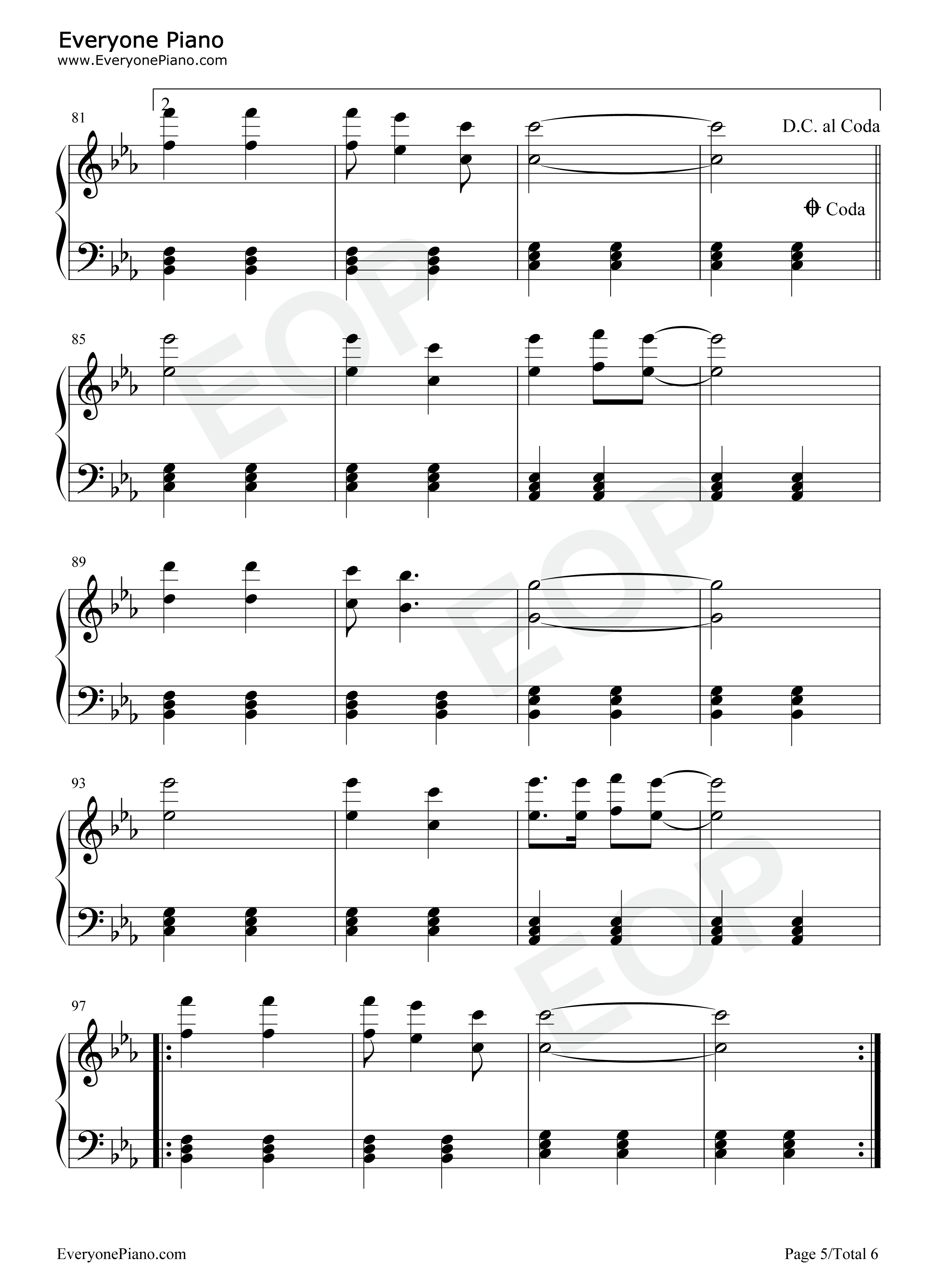 祖国不会忘记钢琴谱_黄鹭