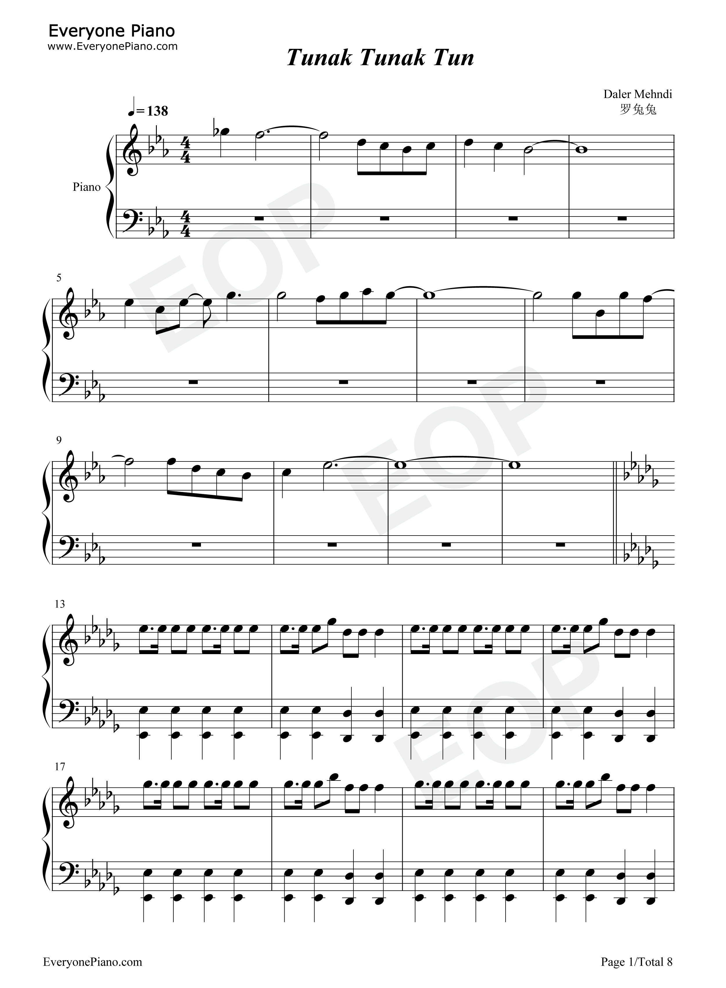 我在东北玩泥巴钢琴谱_Daler_Mehndi