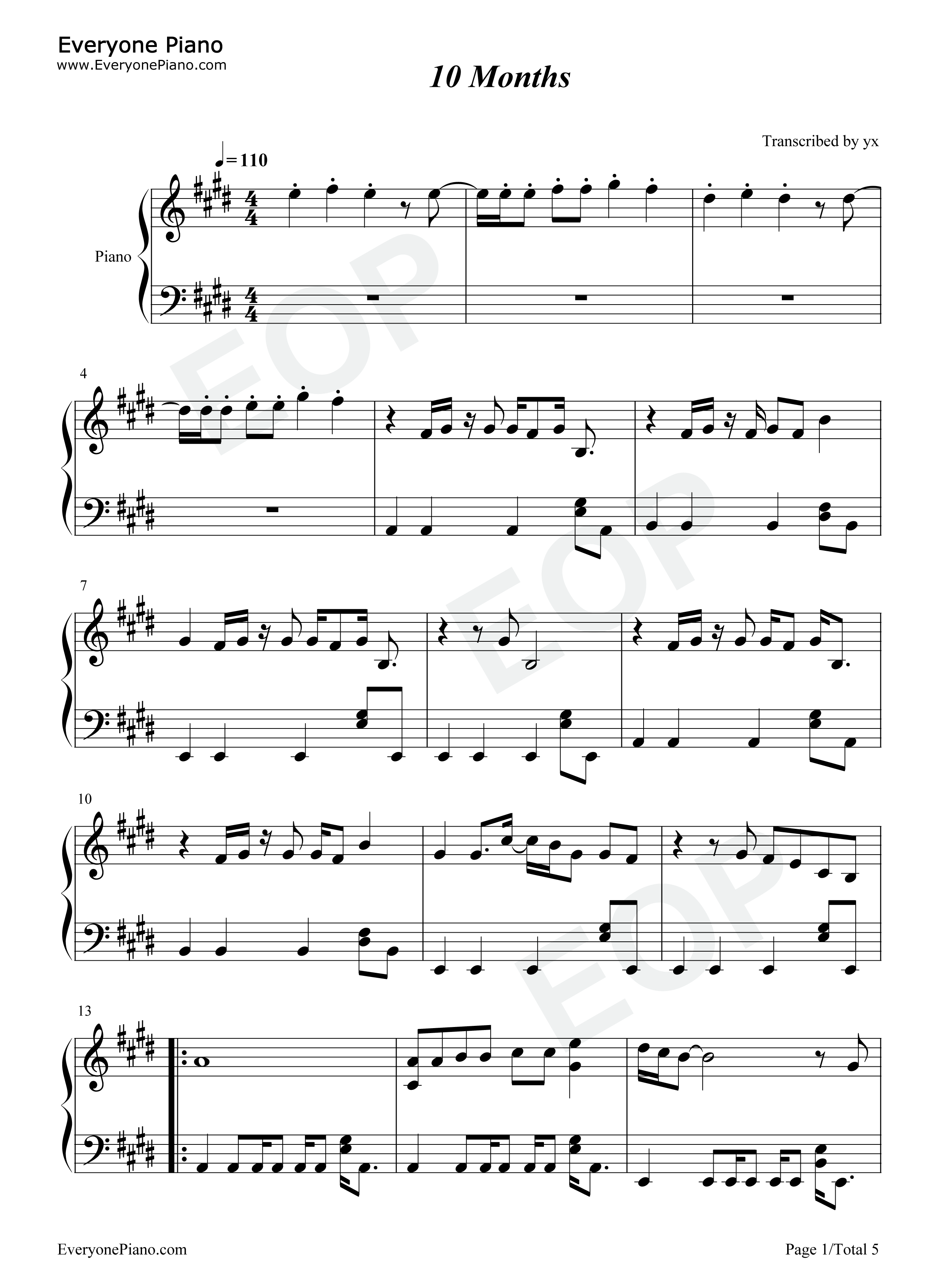 10_Months钢琴谱_Enhypen