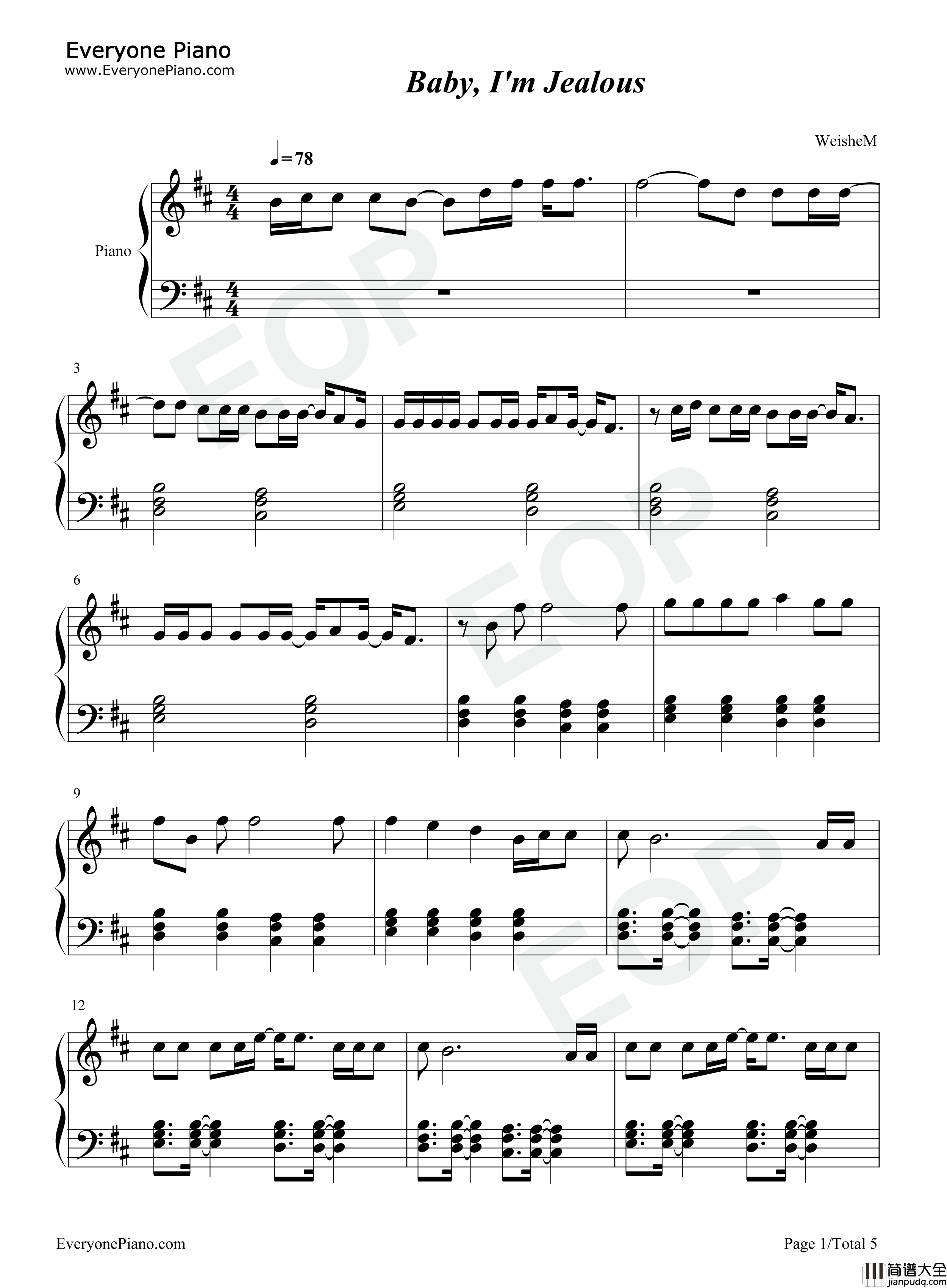Baby_Im_Jealous钢琴谱_Bebe_Rexha_Doja_Cat