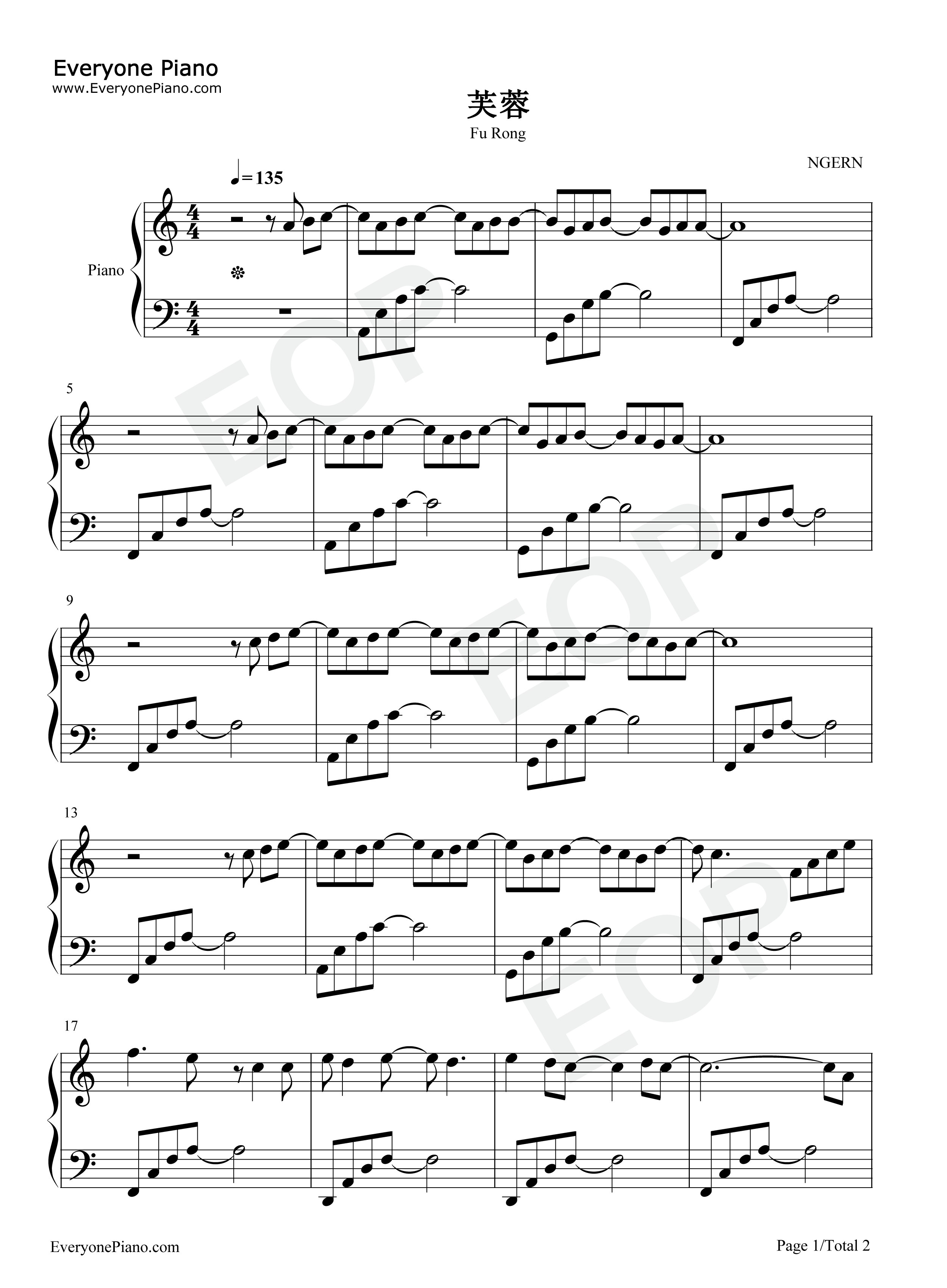 芙蓉钢琴谱_鞠婧祎