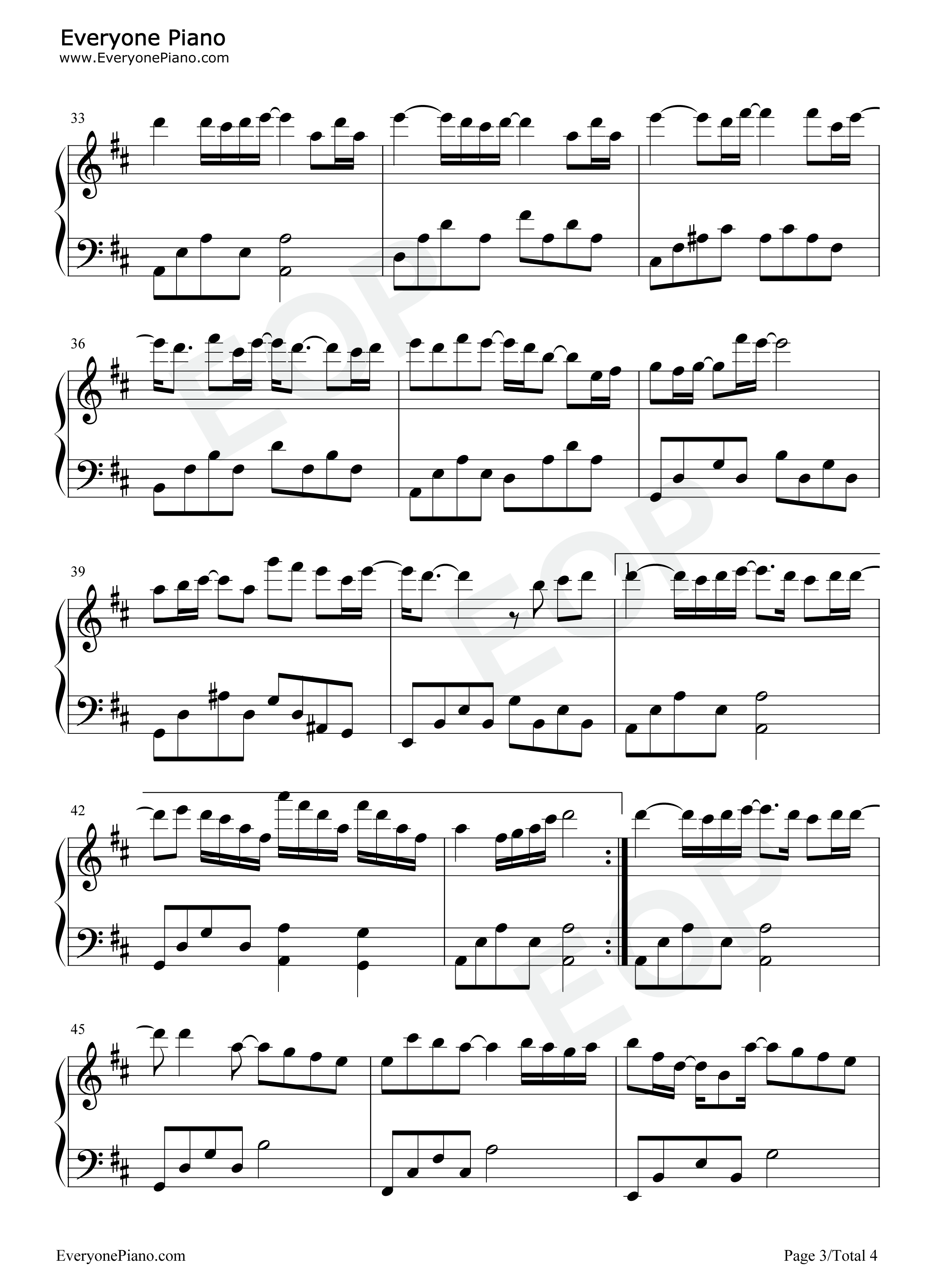 不遗憾钢琴谱_李荣浩