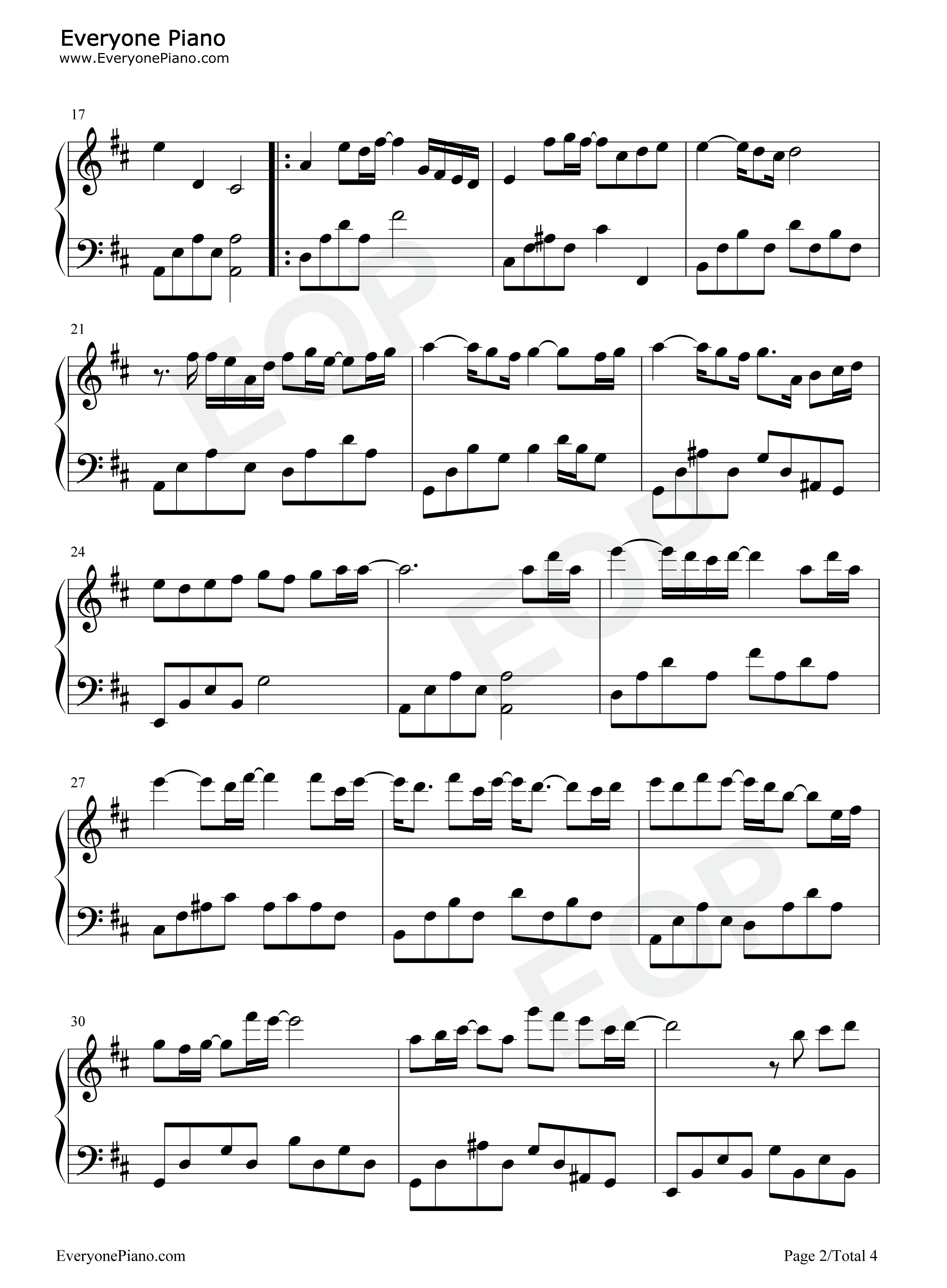 不遗憾钢琴谱_李荣浩