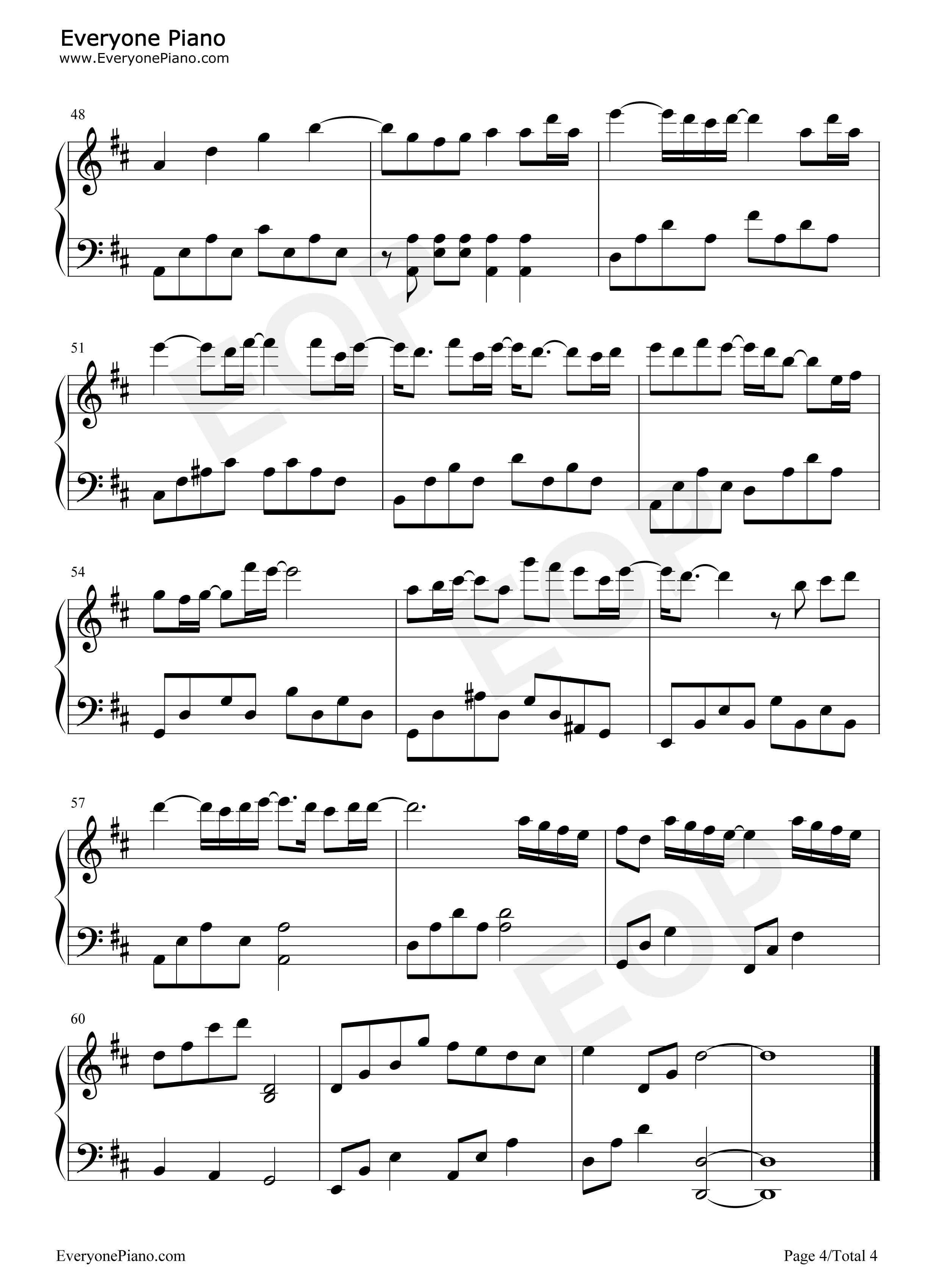 不遗憾钢琴谱_李荣浩