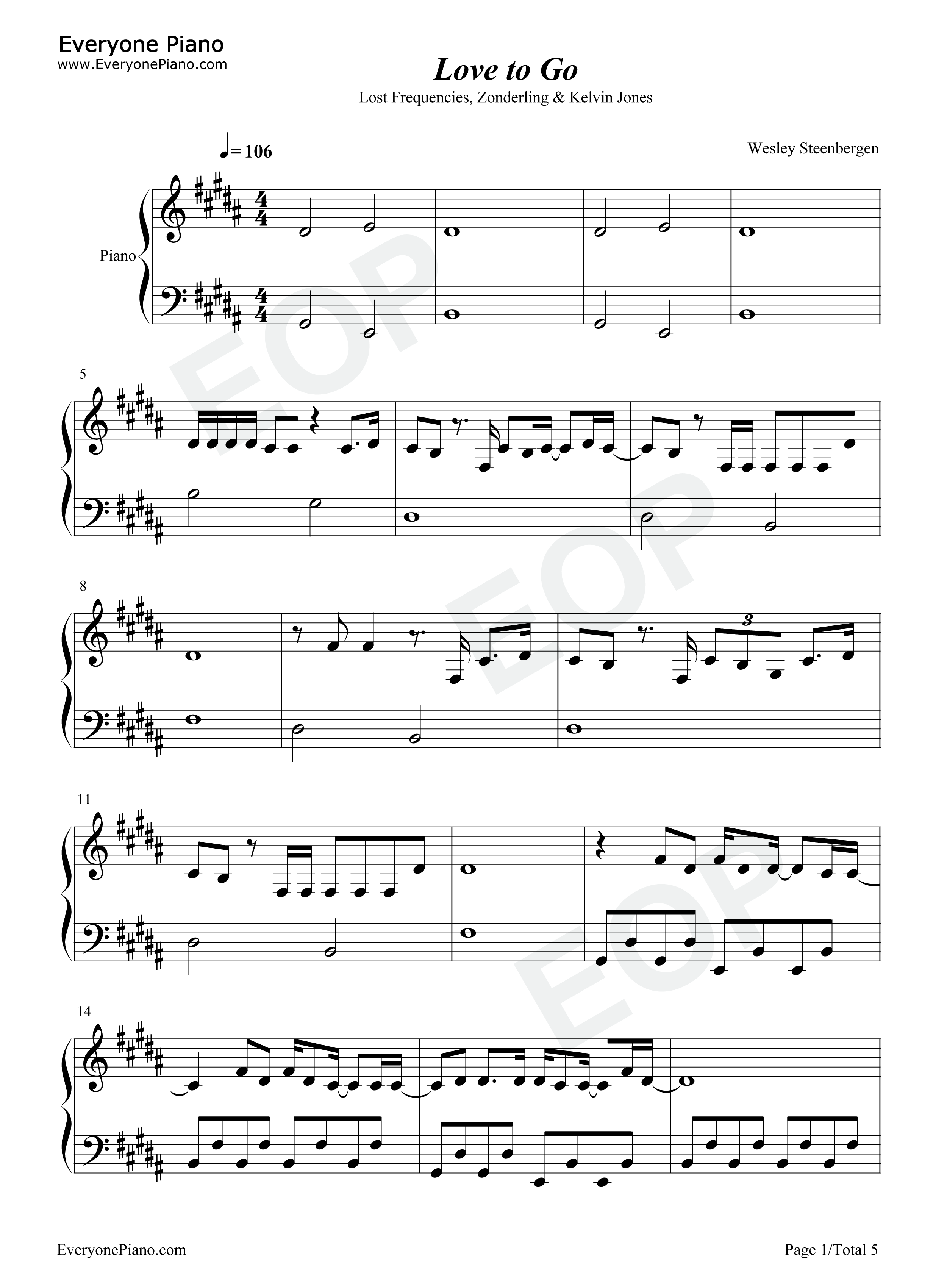 Love_to_Go钢琴谱_Lost_Frequencies_Zonderling_Kelvin_Jones