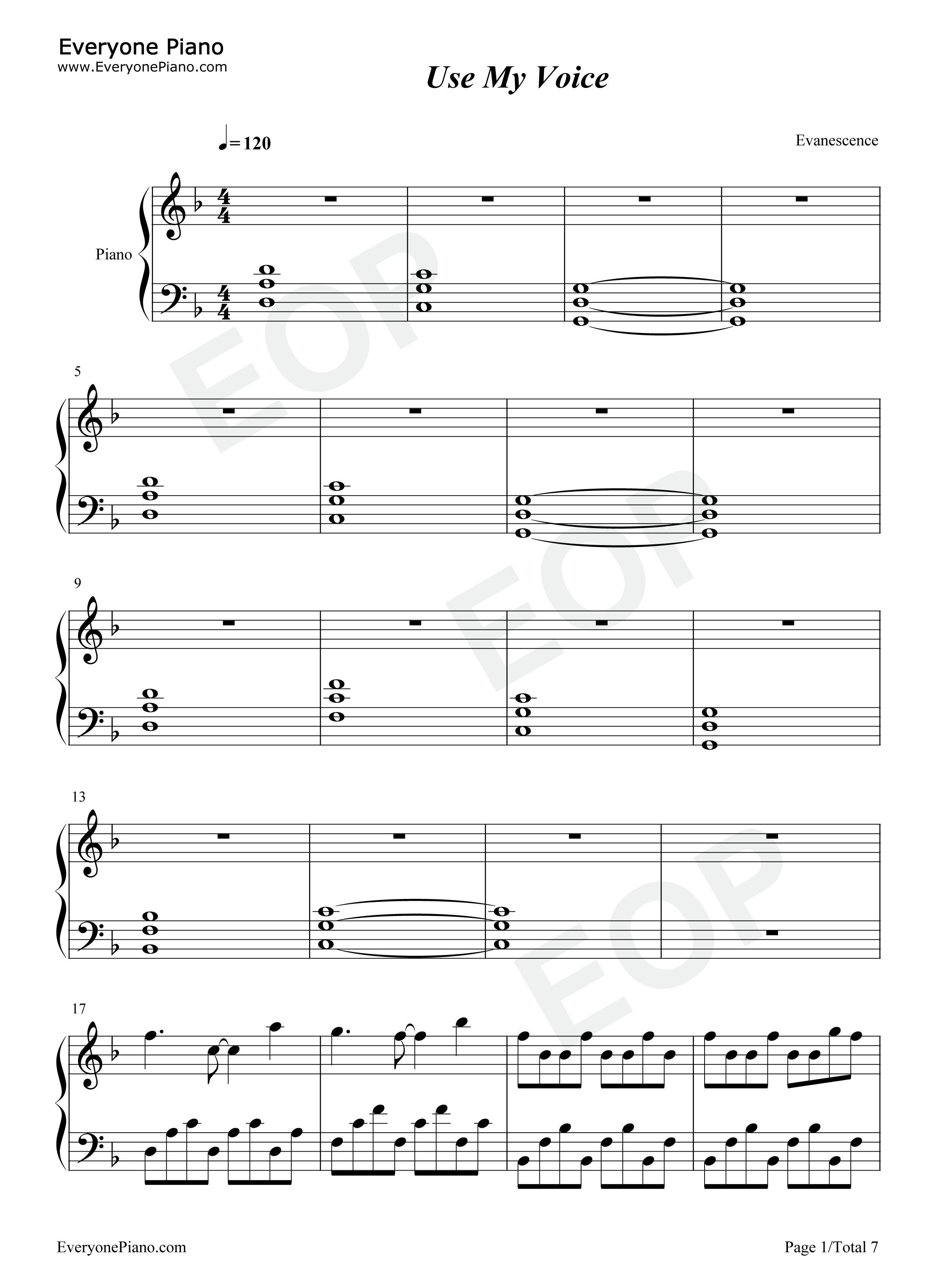 Use_My_Voice钢琴谱_Evanescence