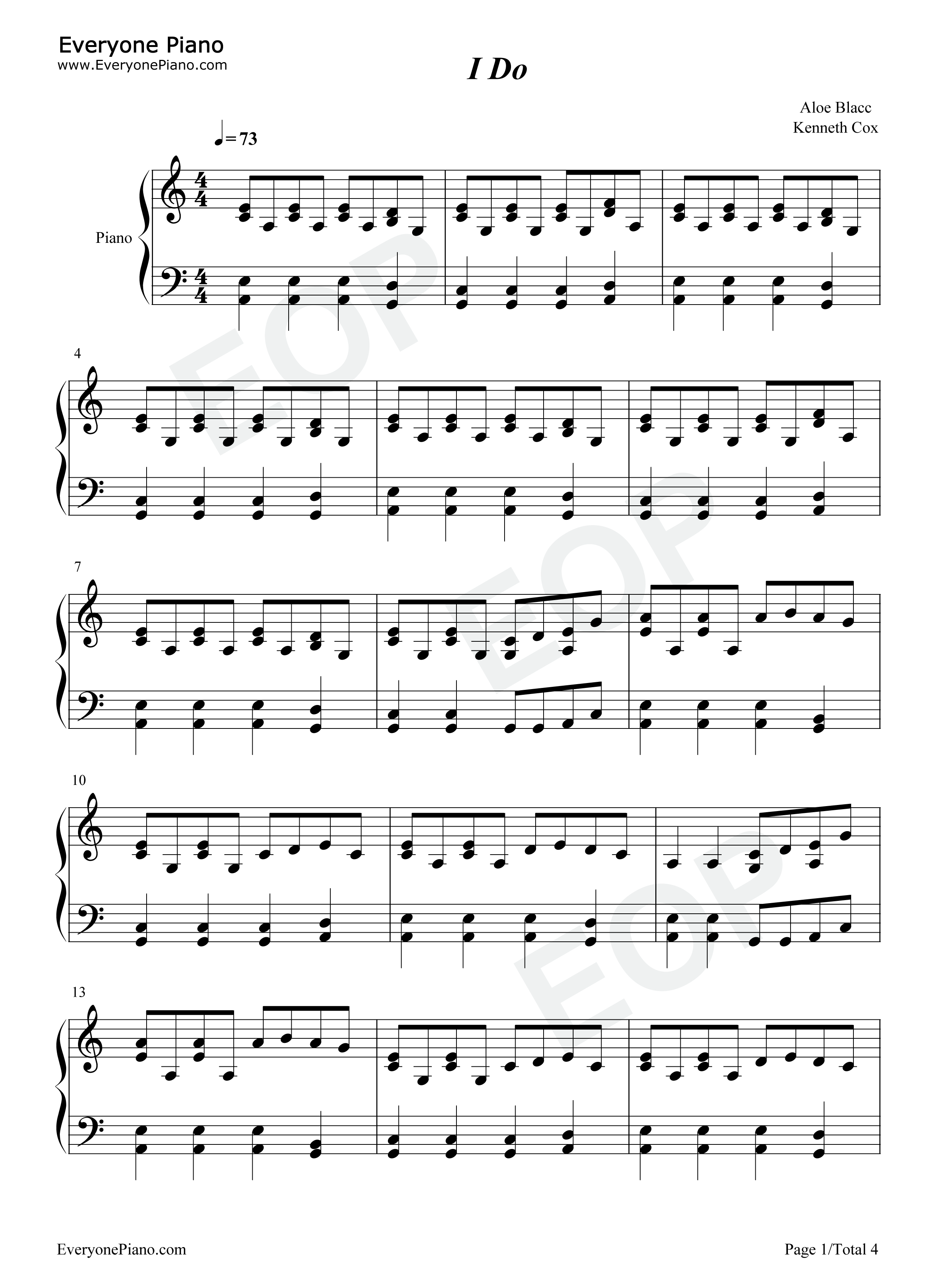 I_Do钢琴谱_Aloe_Blacc