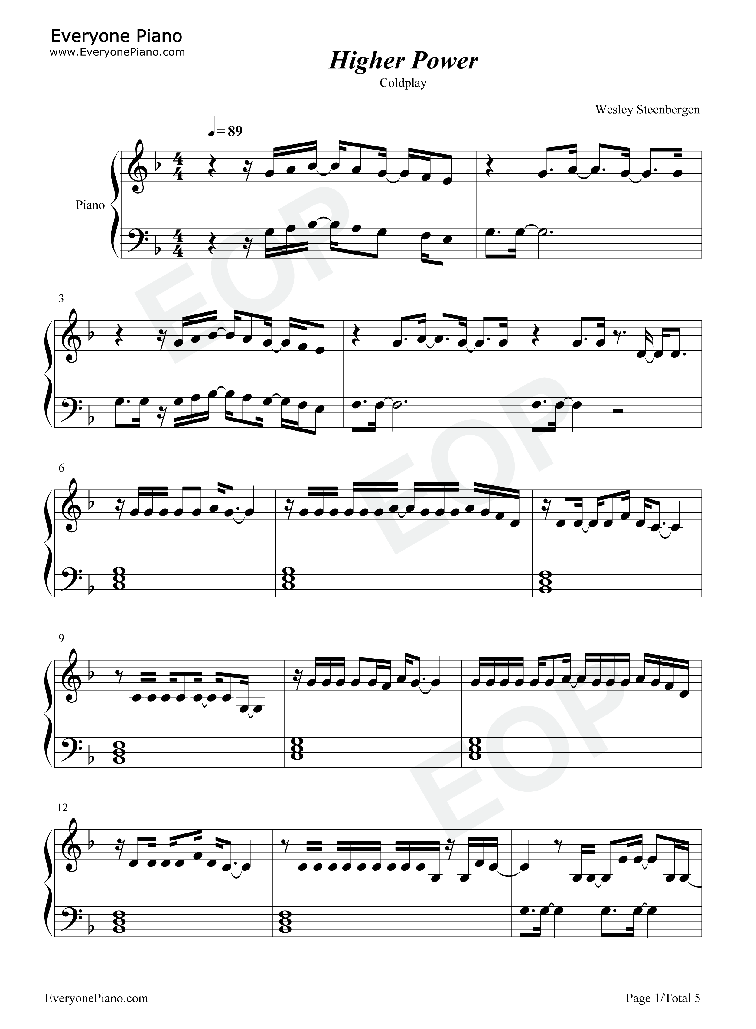 Higher_Power钢琴谱_Coldplay