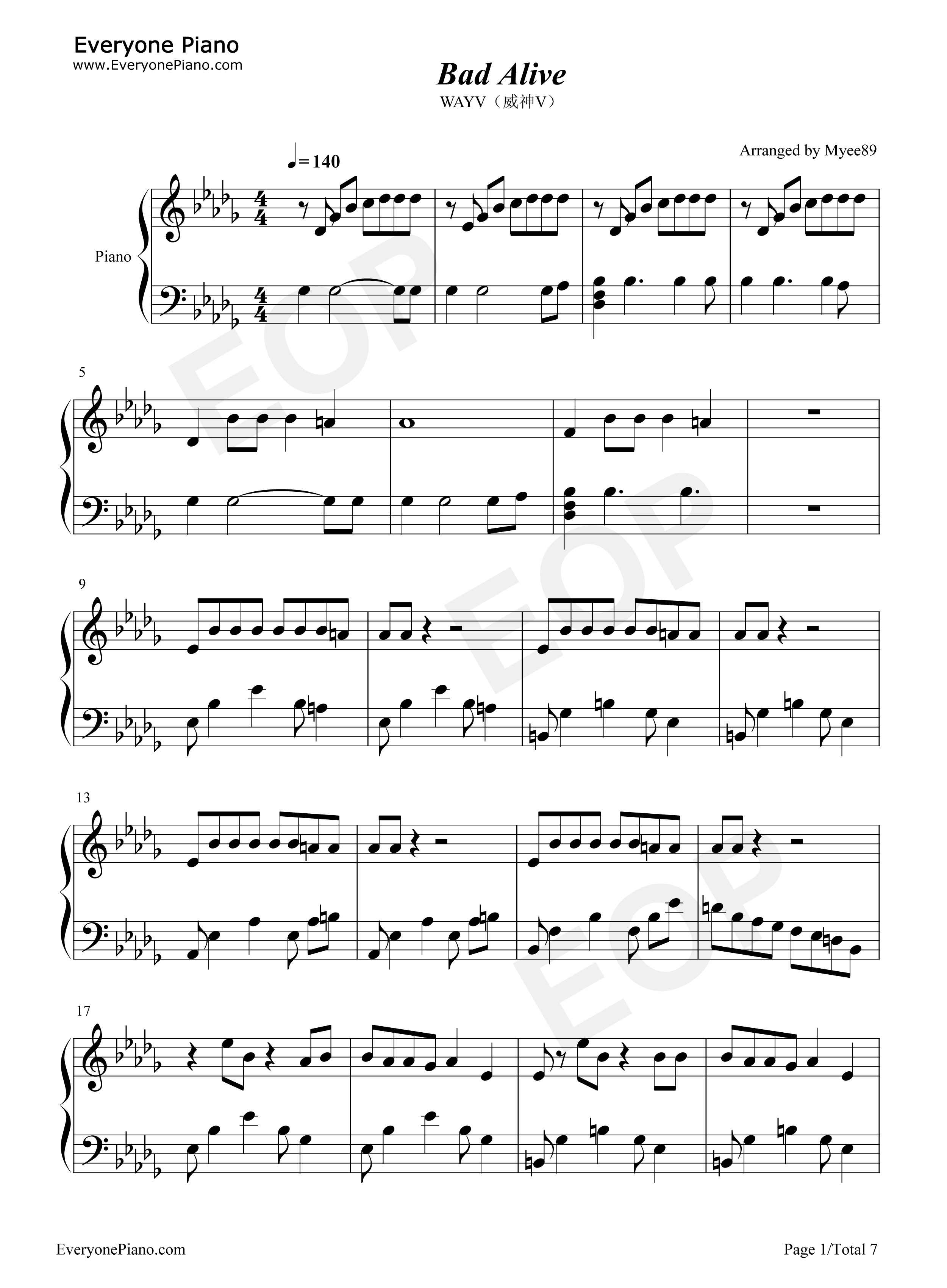 Bad_Alive钢琴谱_威神V