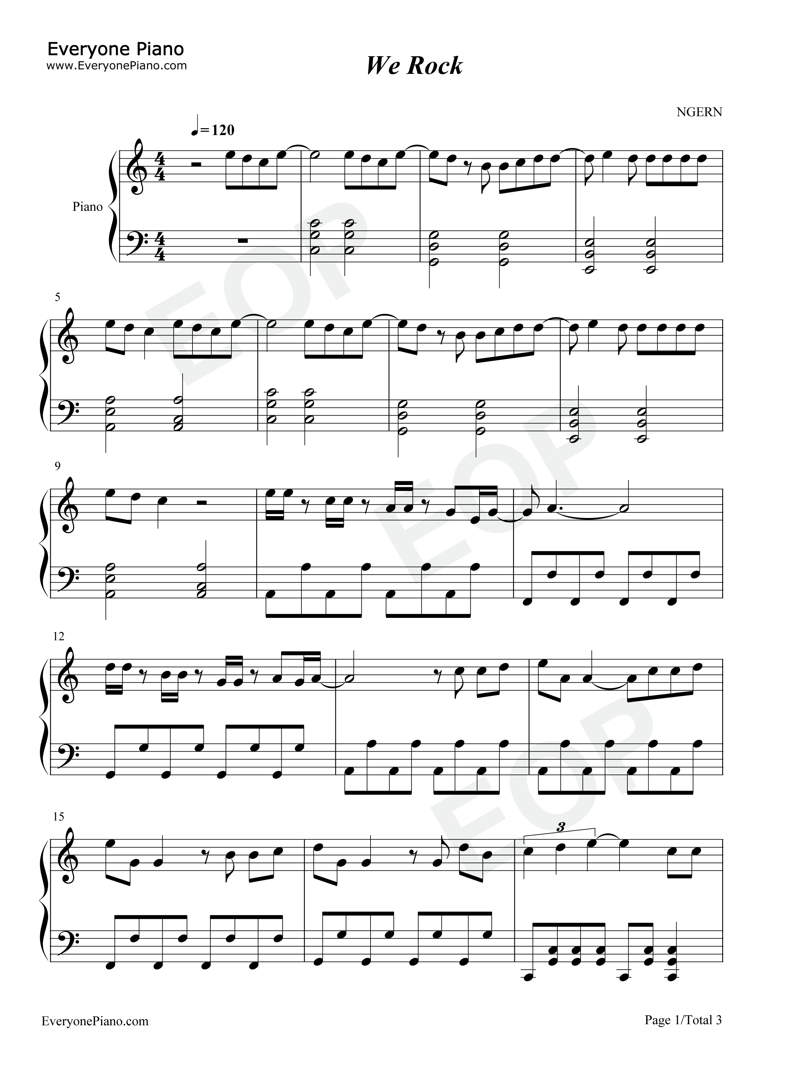 We_Rock钢琴谱_青春有你第三季