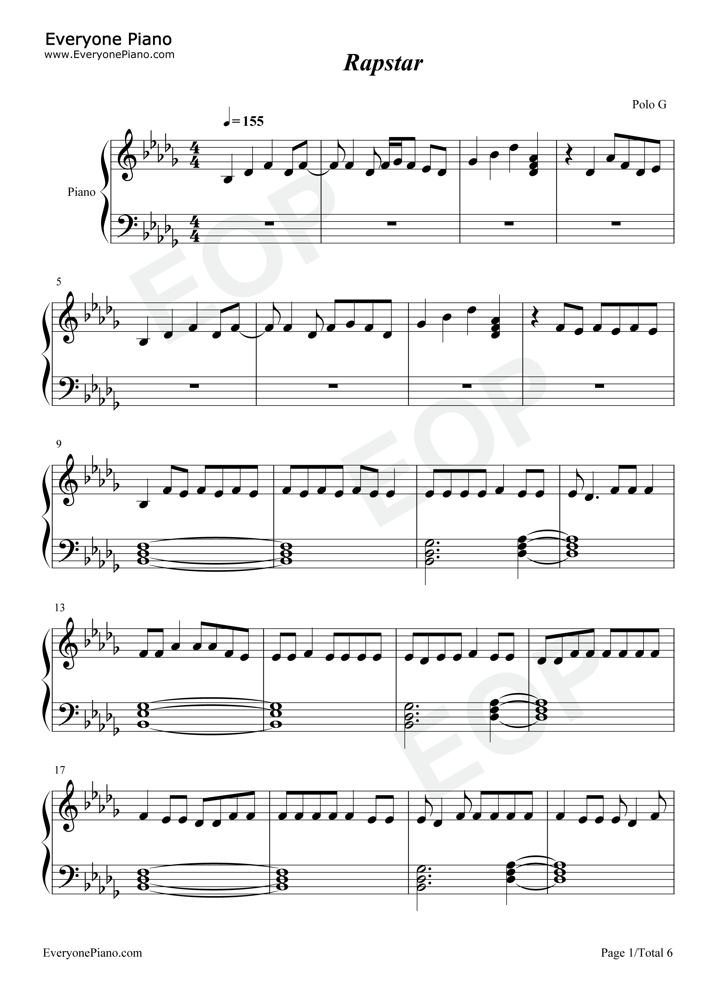 Rapstar钢琴谱_Polo_G