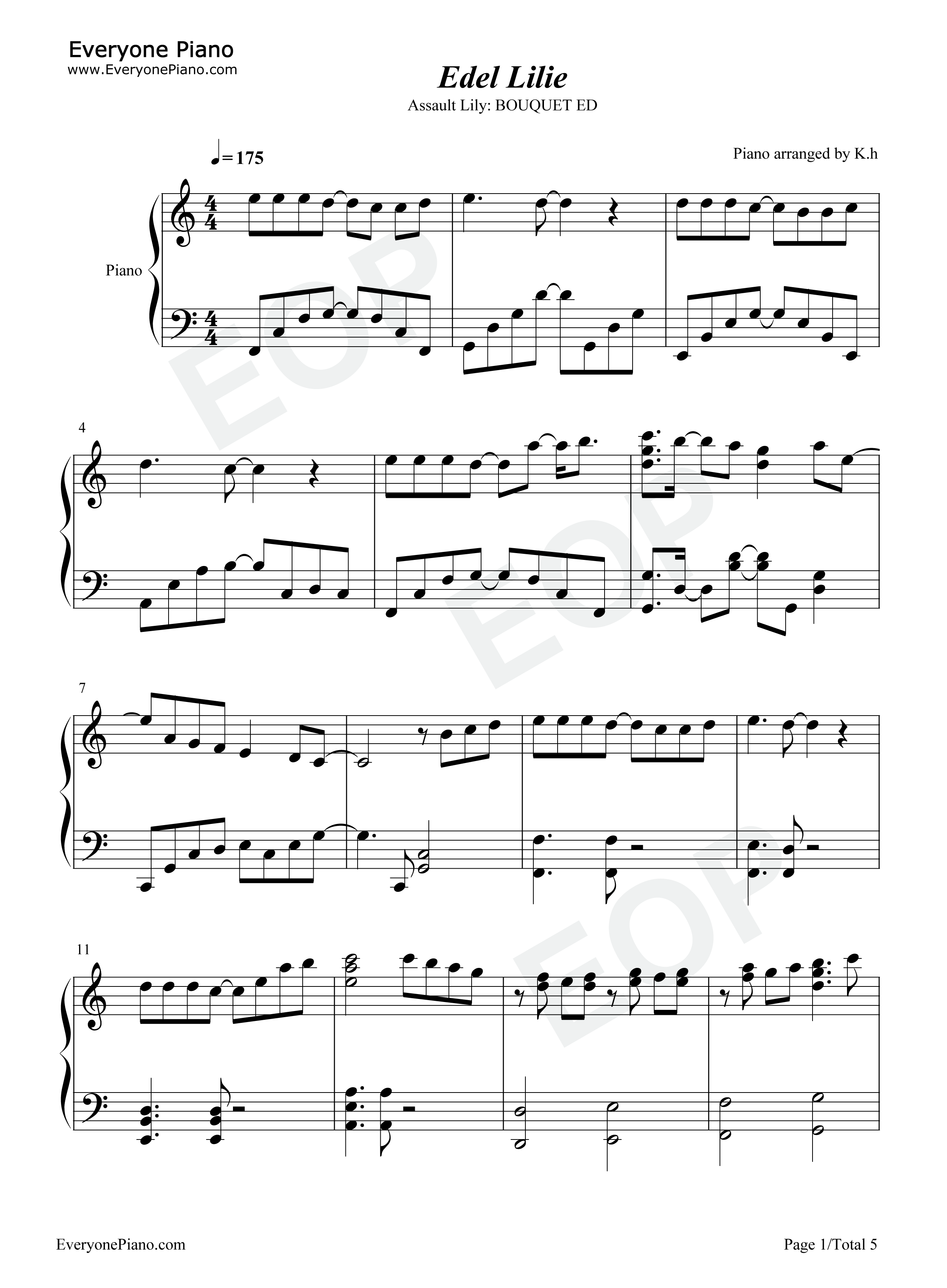 Edel_Lilie钢琴谱_一柳队