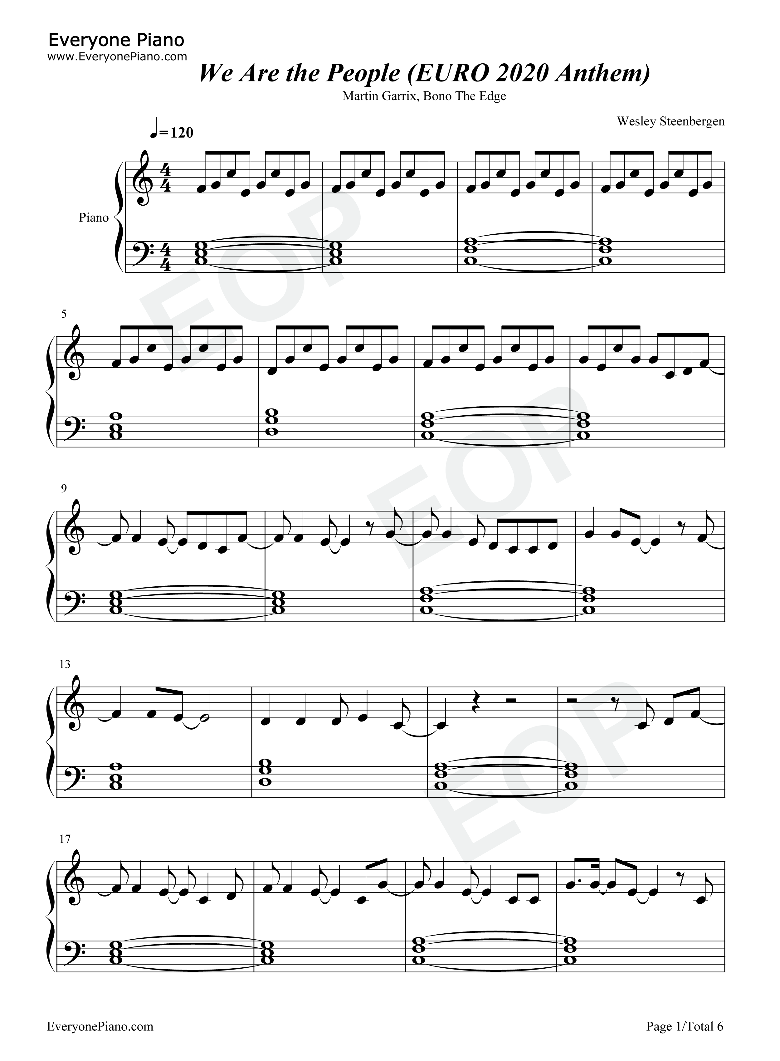 We_Are_the_People钢琴谱_Martin_Garrix_Bono_The_Edge