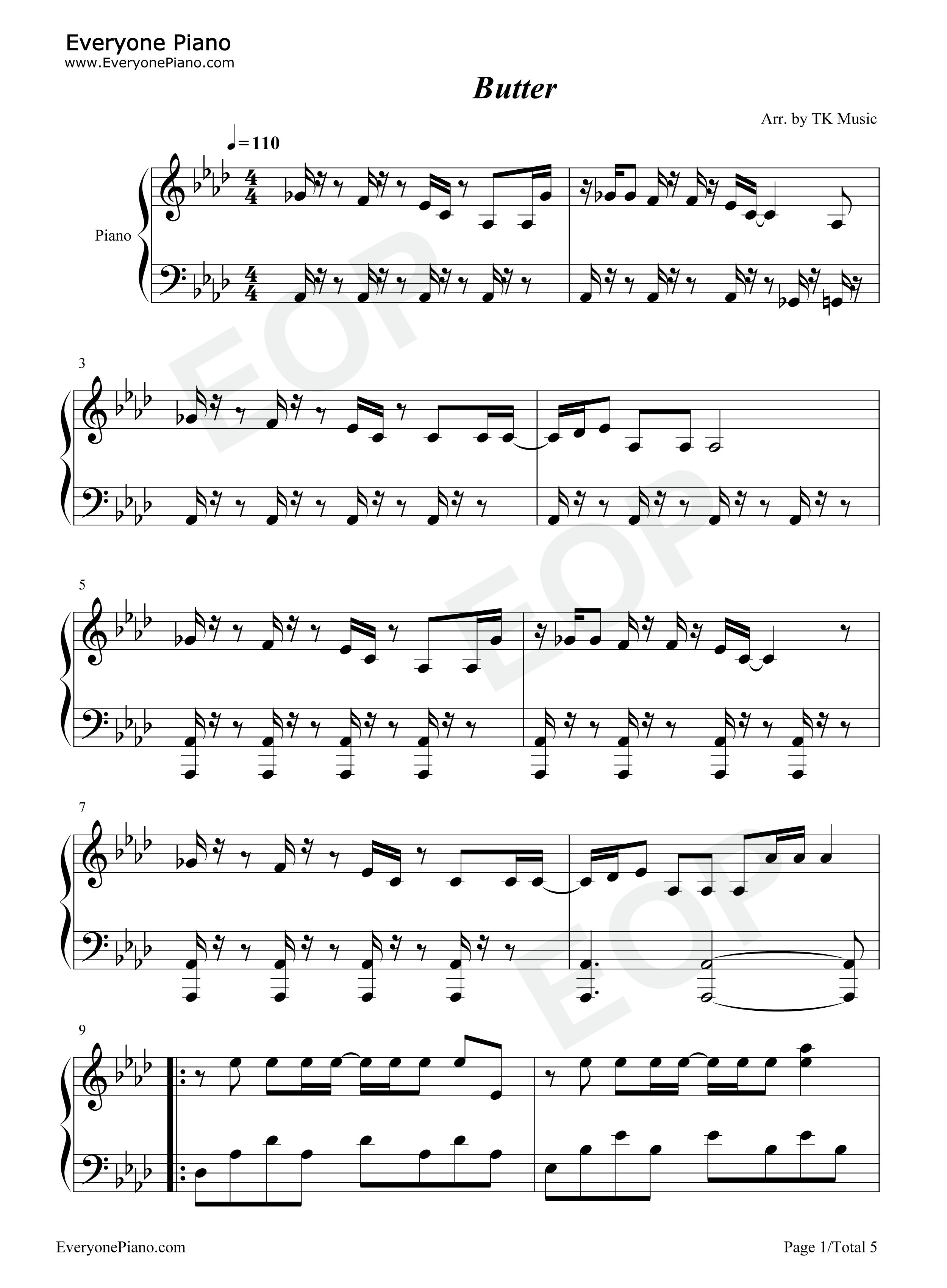 Butter钢琴谱_防弹少年团