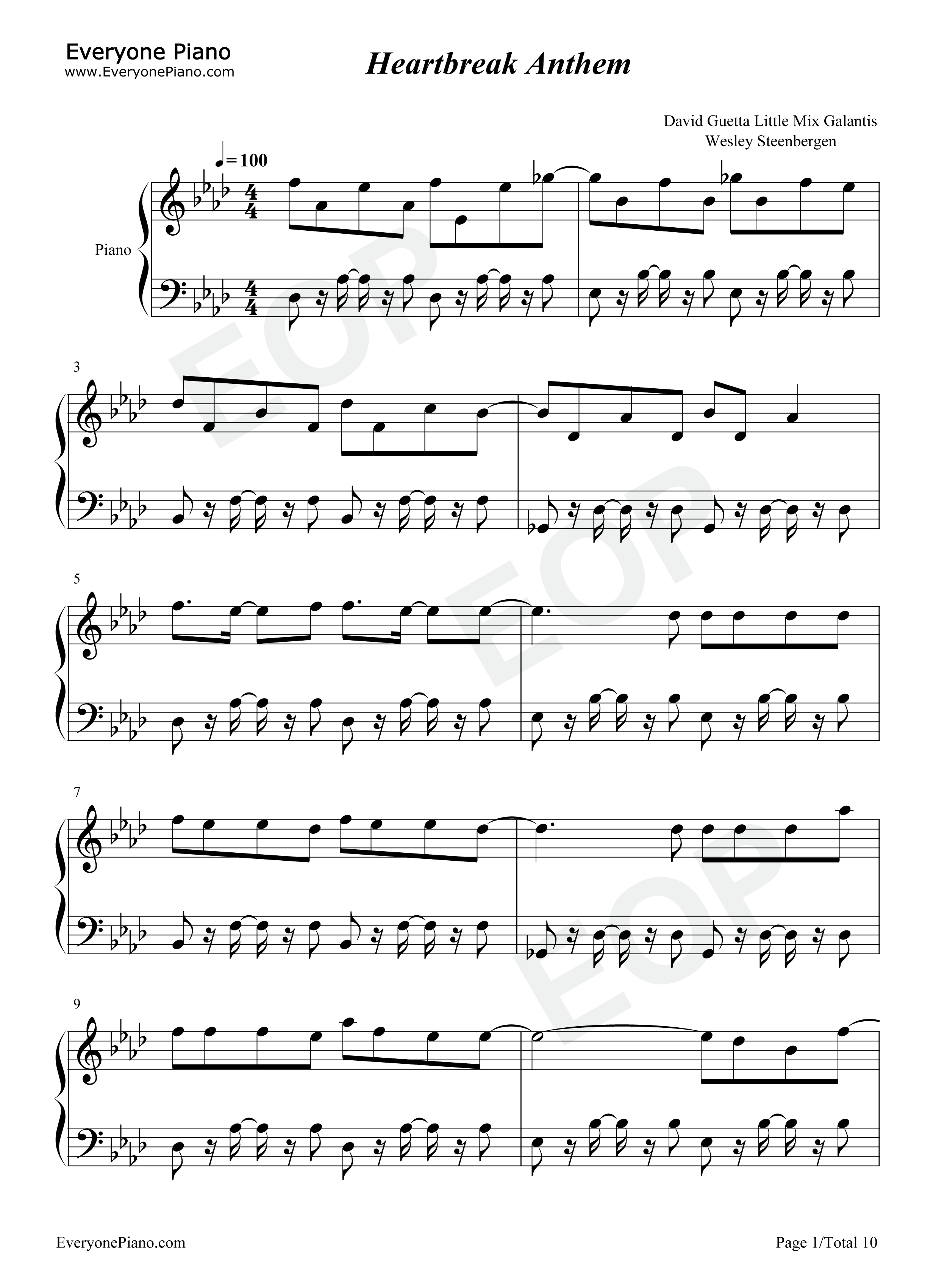 Heartbreak_Anthem钢琴谱_Galantis_David_Guetta_Little_Mix