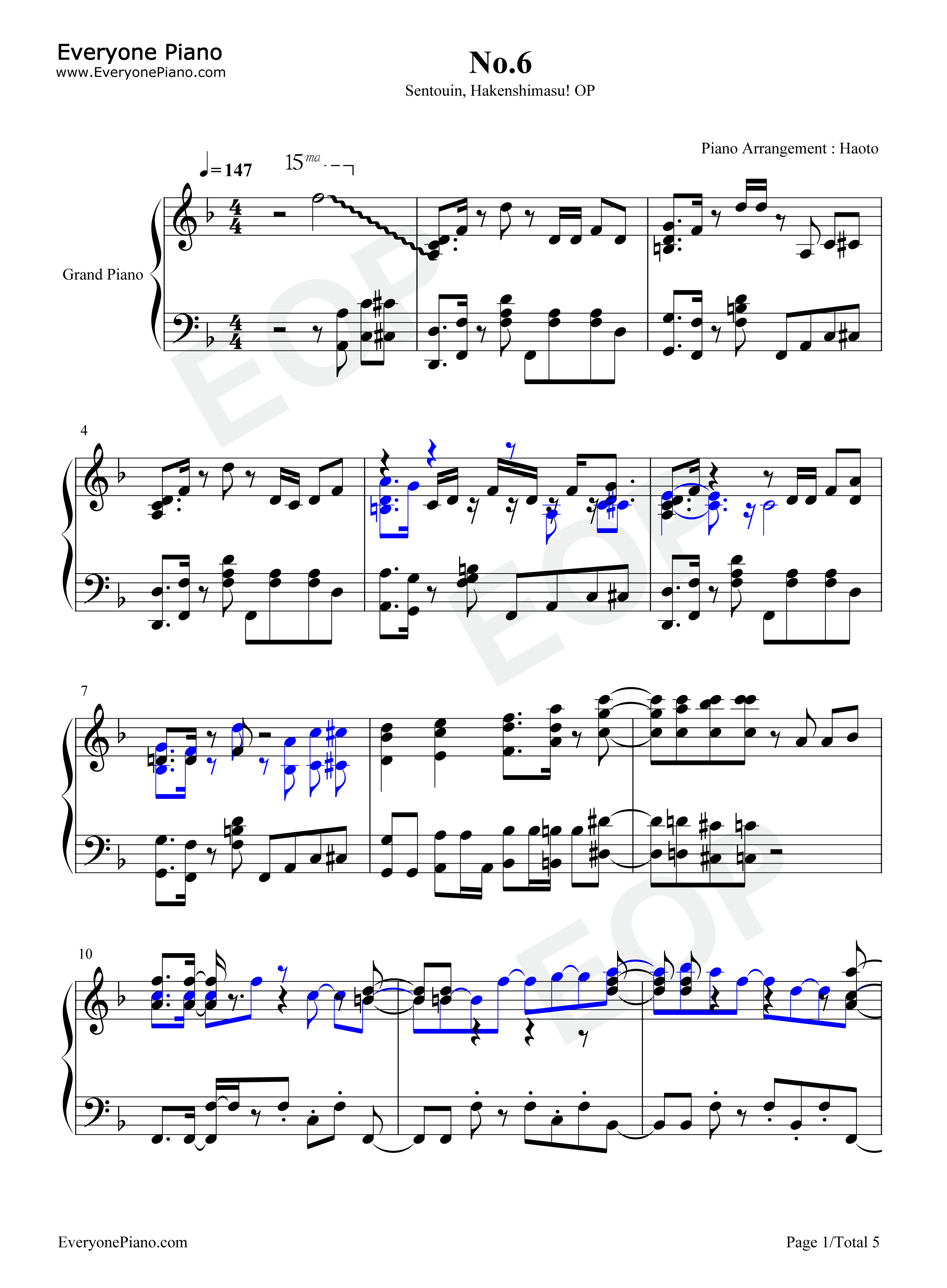 No_6钢琴谱_伊藤美来