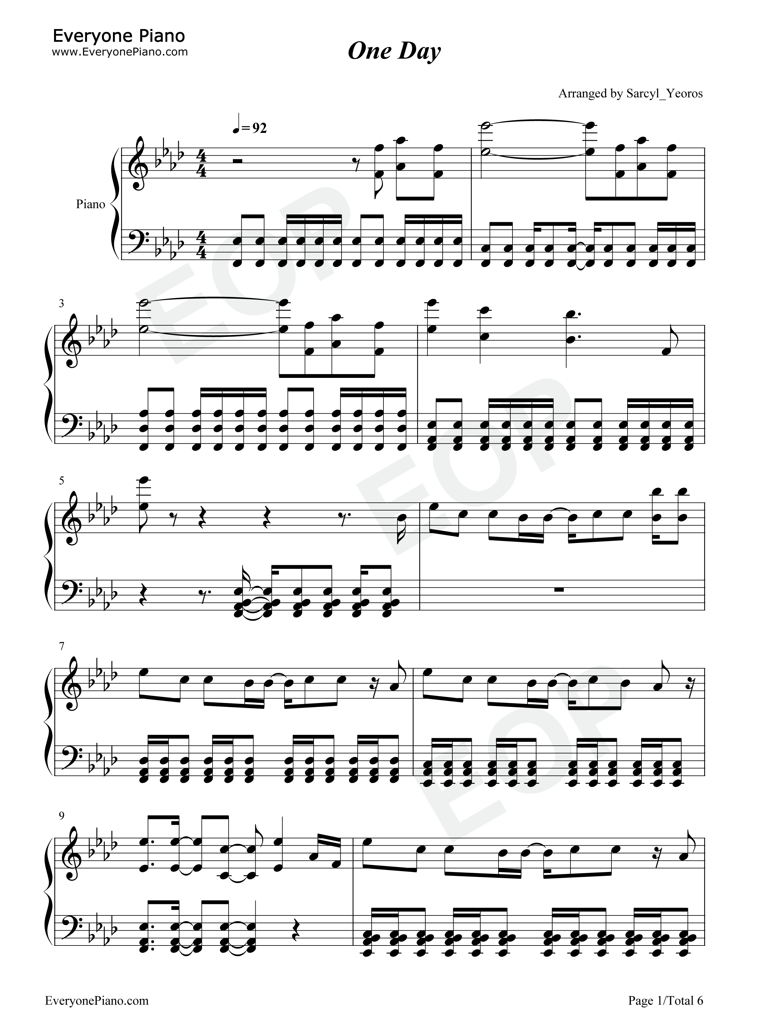 One_Day钢琴谱_Lovejoy