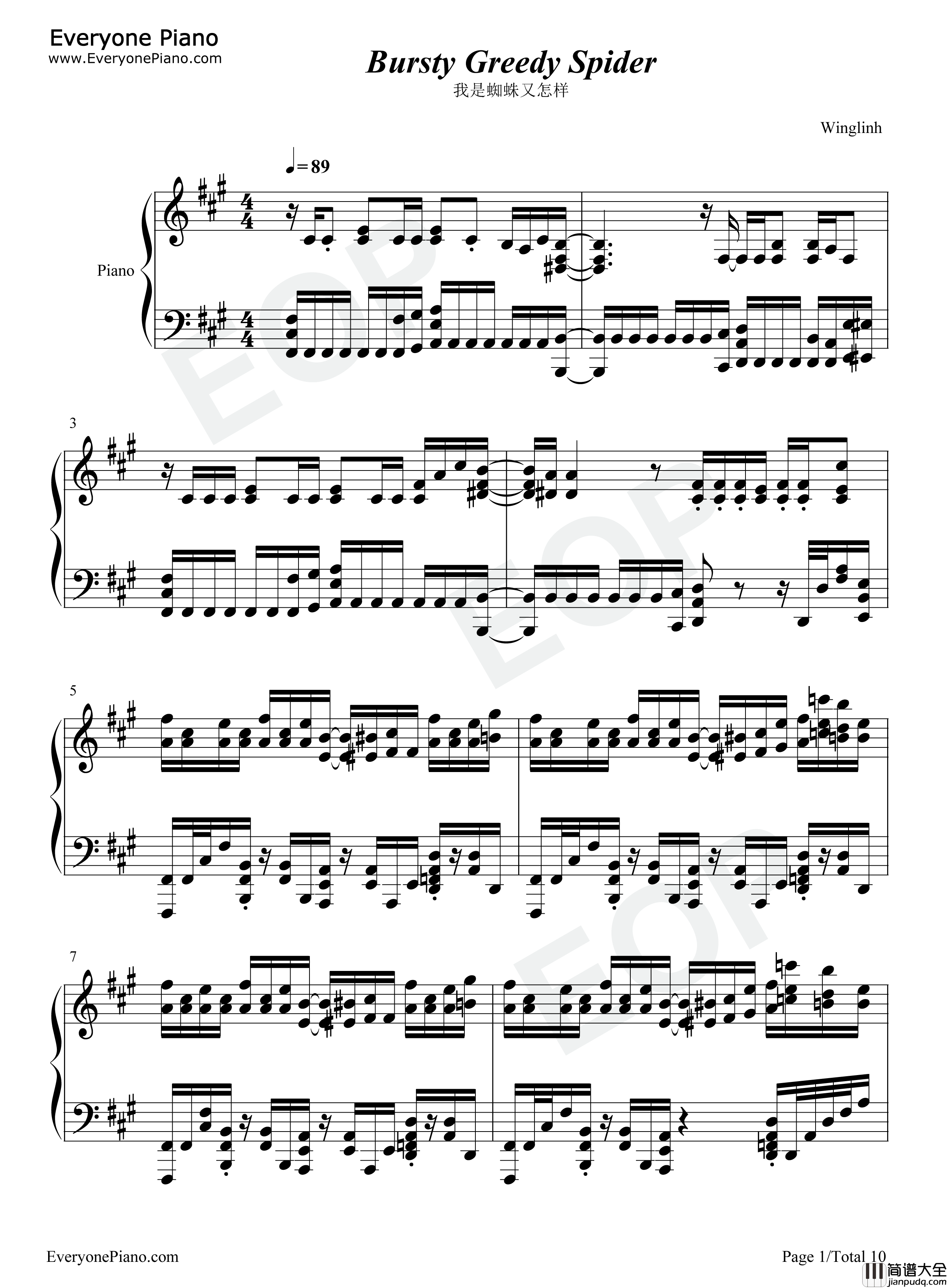 Bursty_Greedy_Spider钢琴谱_铃木木乃美