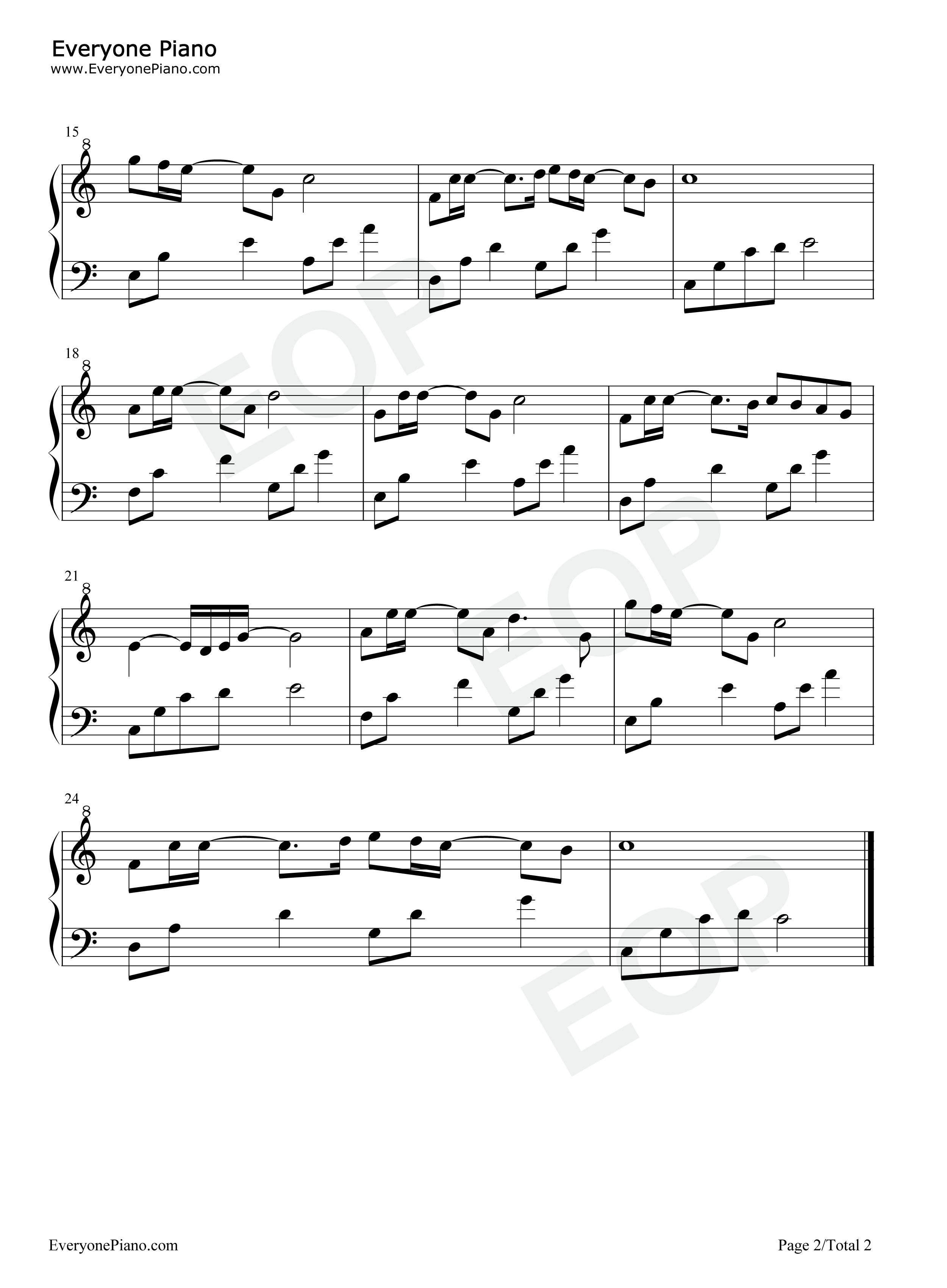 亲爱的你呀钢琴谱_张远