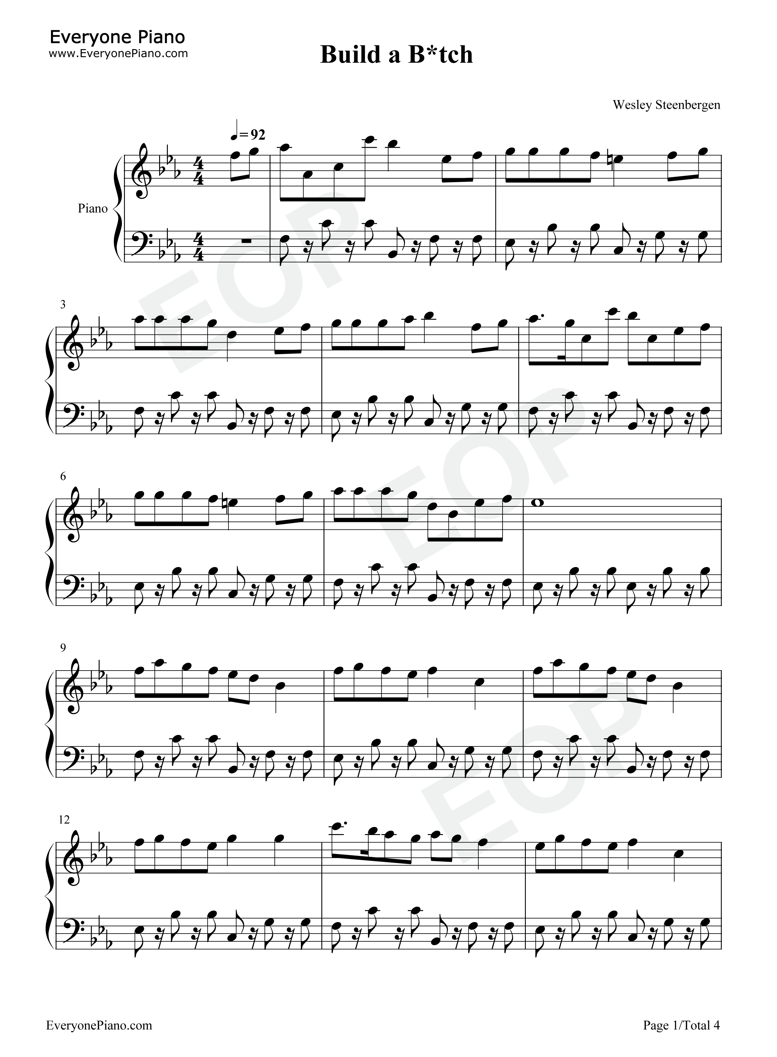 Build_a_Bitch钢琴谱_Bella_Poarch