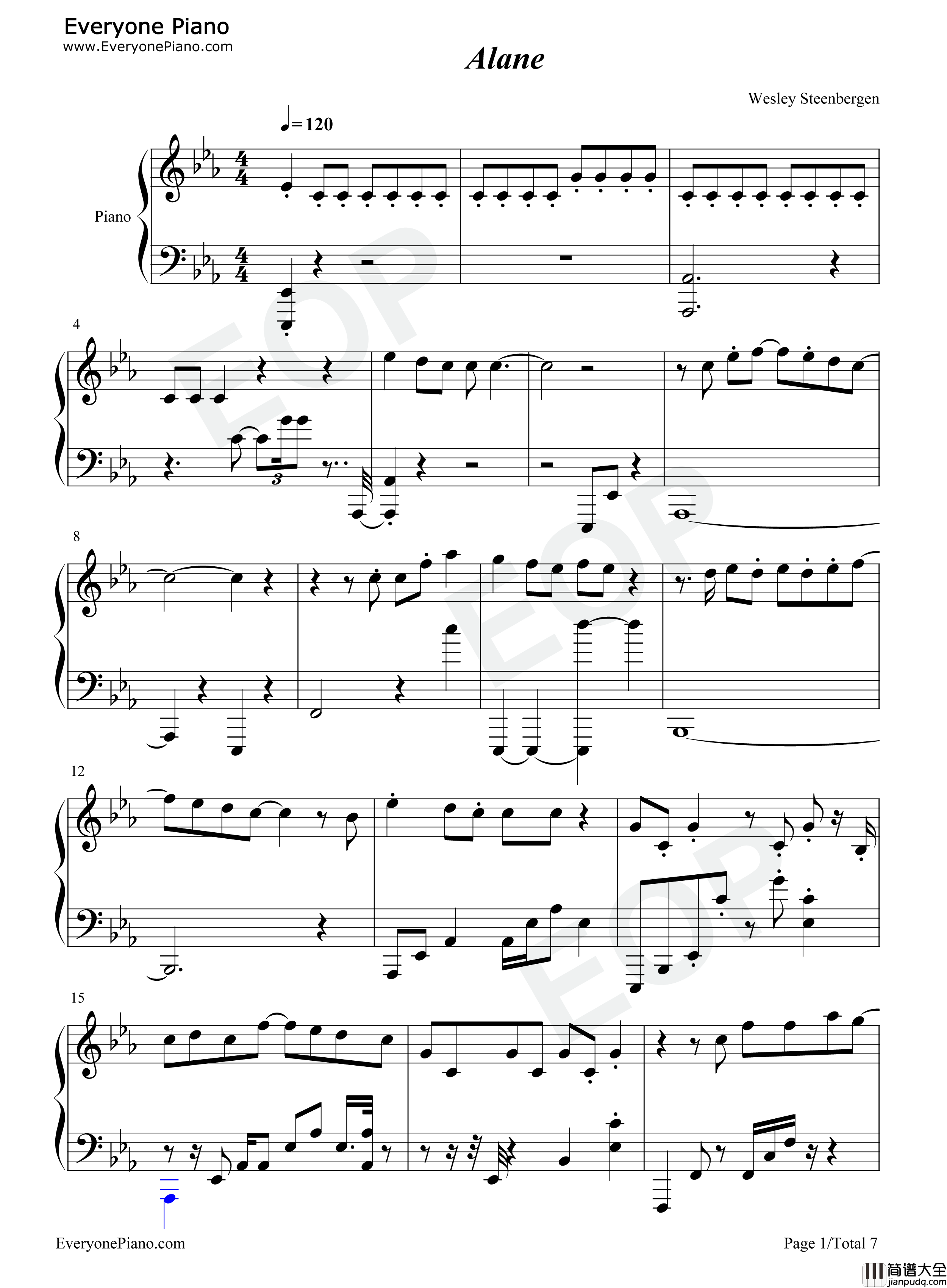 Alane钢琴谱_Robin_Schulz_Wes