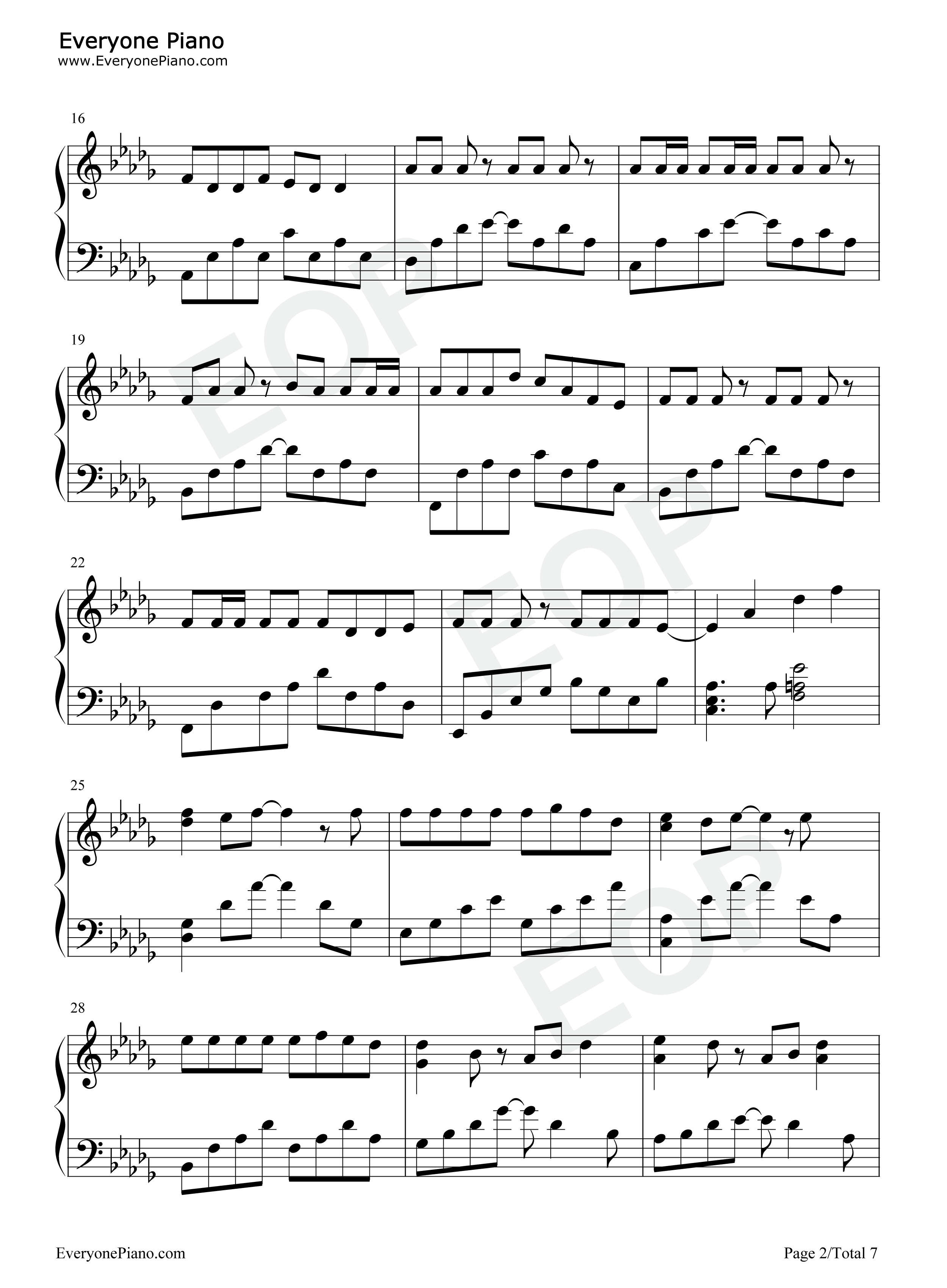 美人鱼钢琴谱_周杰伦