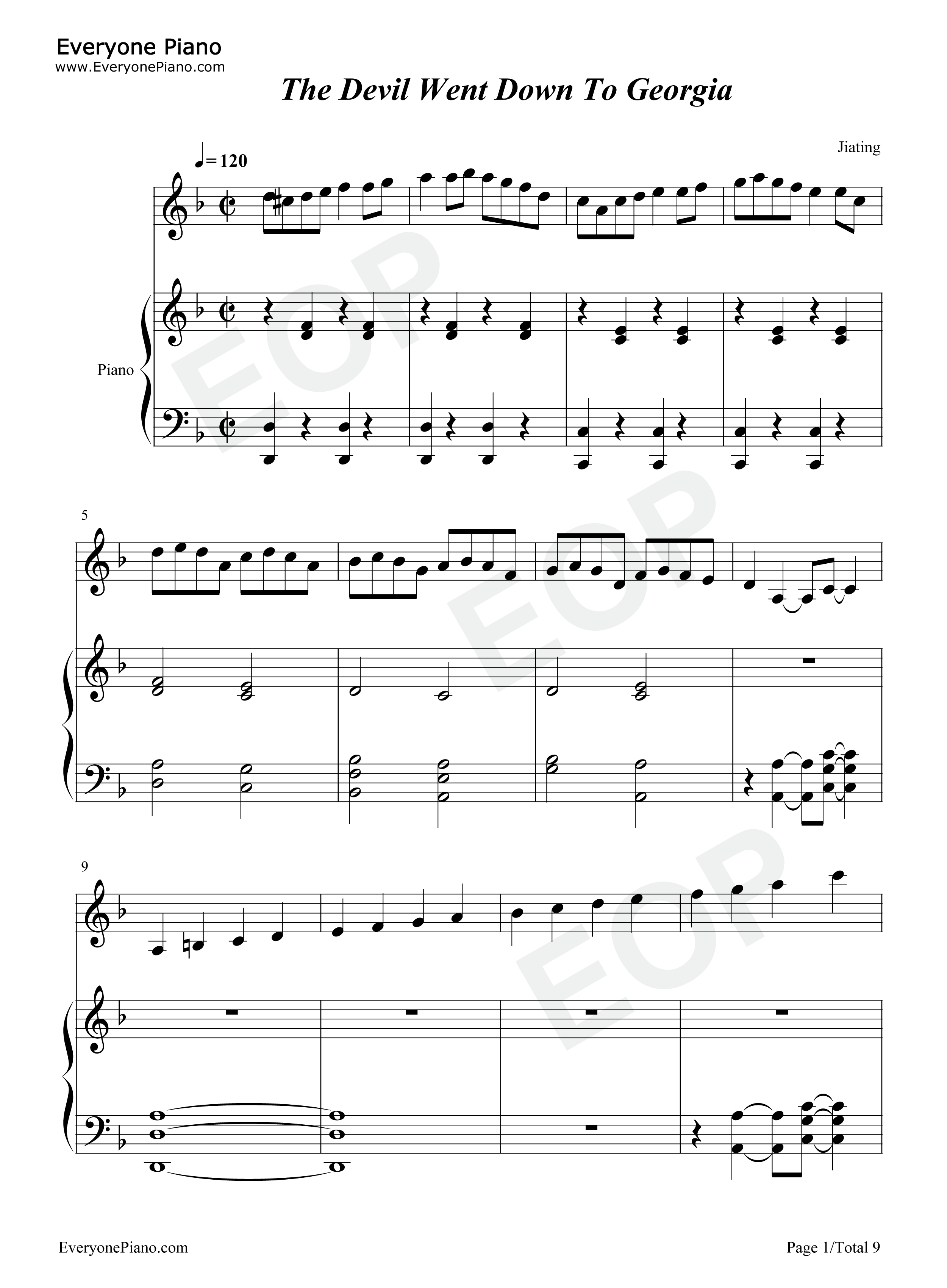 The_Devil_Went_Down_To_Georgia钢琴谱_Charlie_Daniels