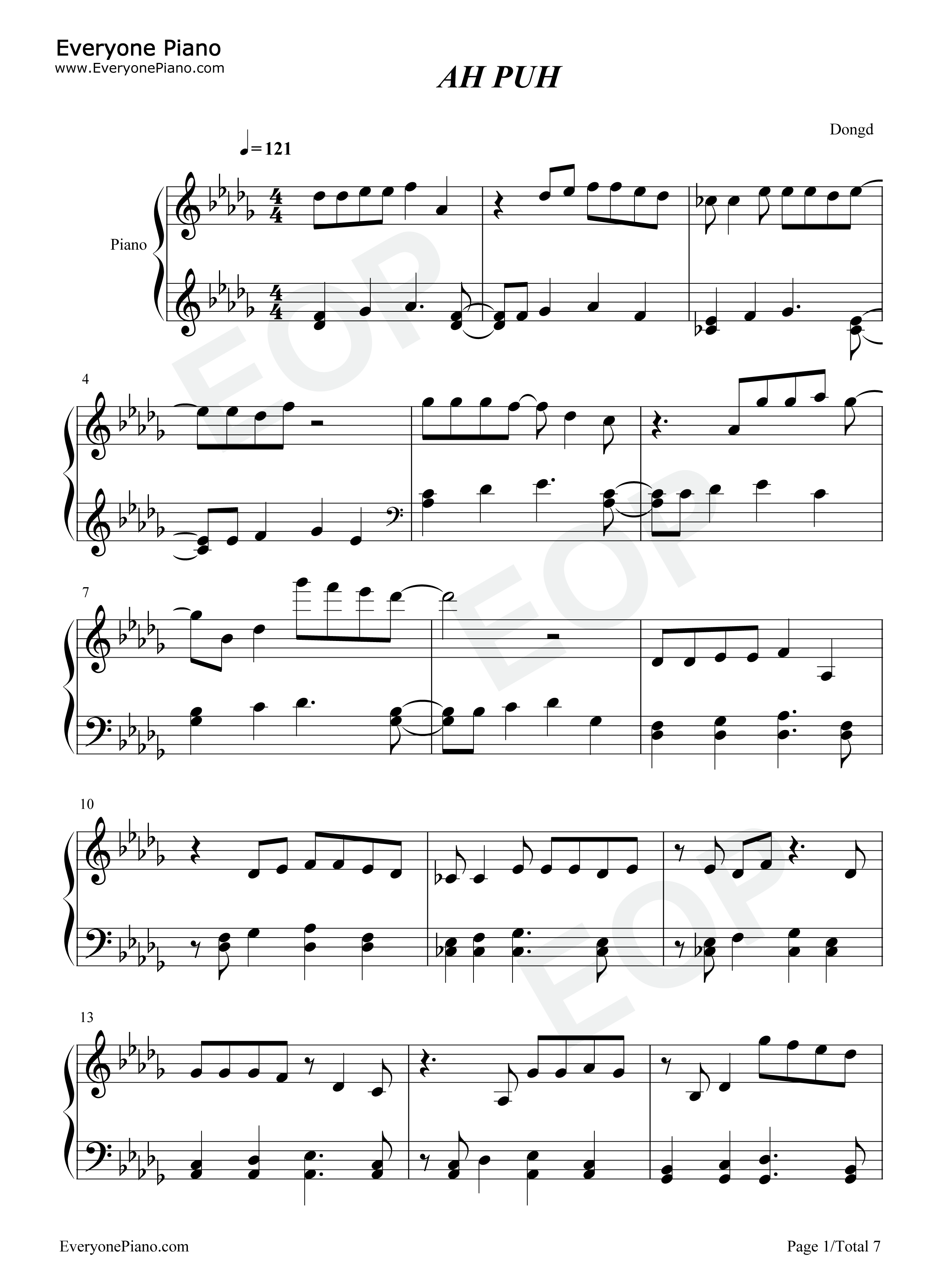 Ah_Puh钢琴谱_李知恩_IU