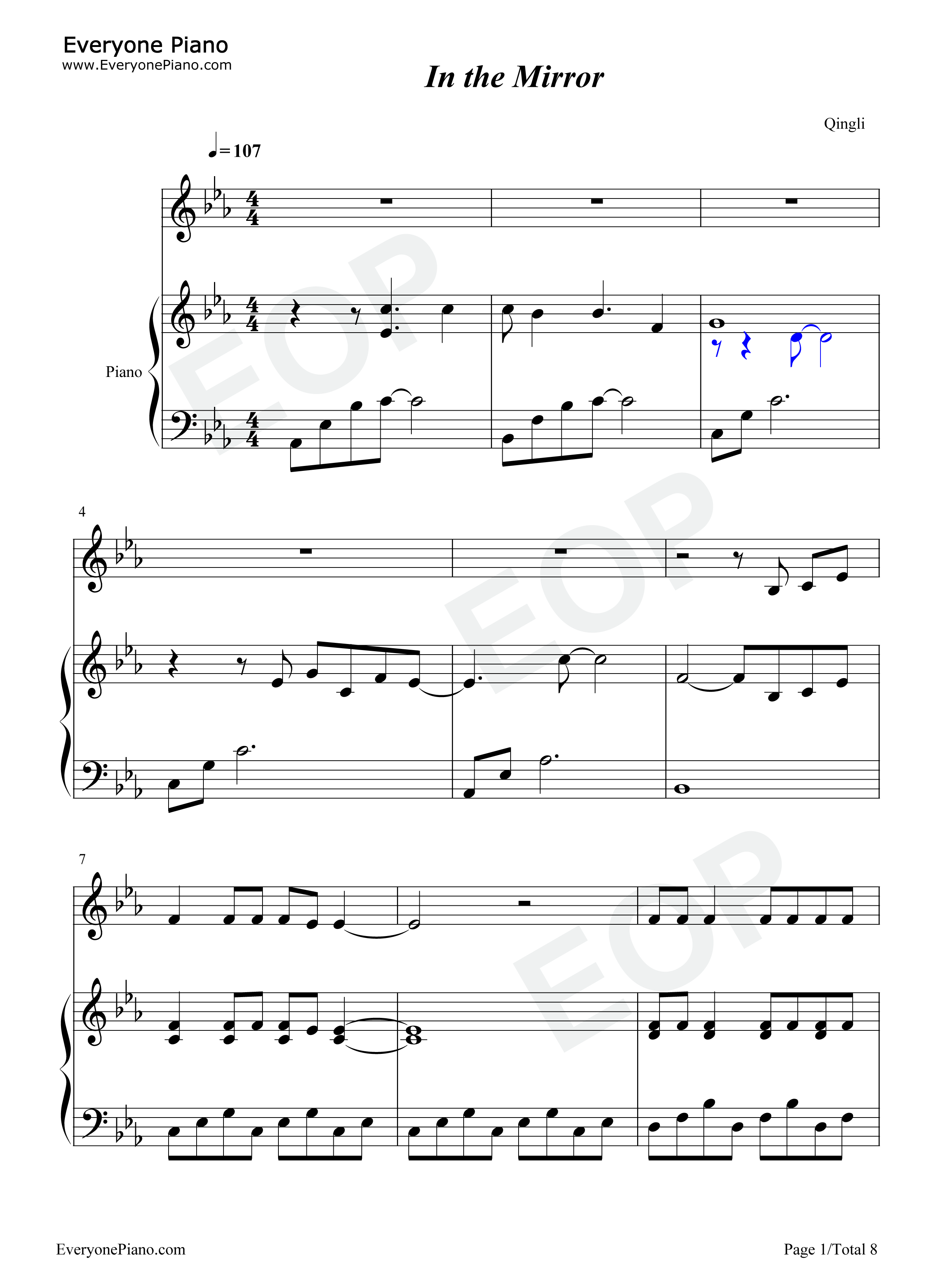 In_the_Mirror钢琴谱_Demi_Lovato