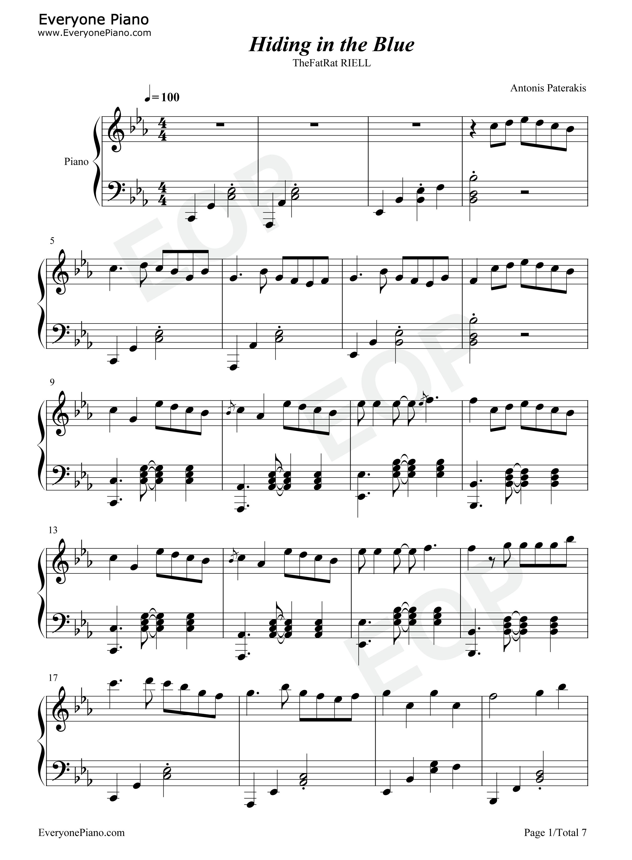 Hiding_In_The_Blue钢琴谱_TheFatRat_RIELL