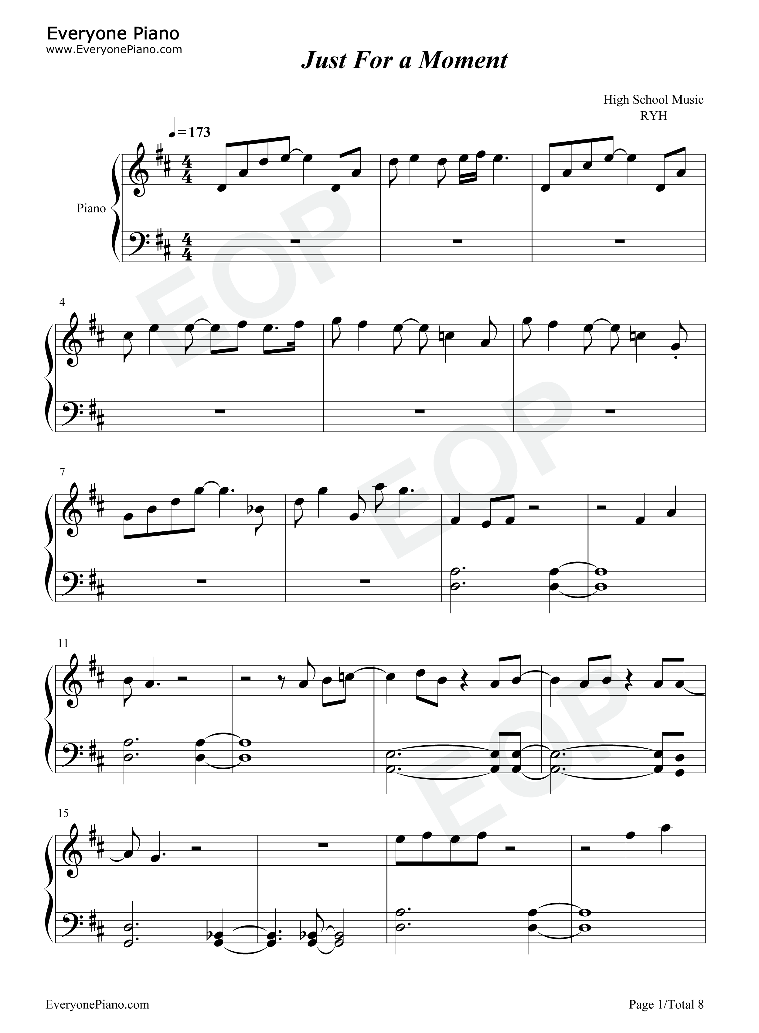 Just_For_a_Moment钢琴谱_Olivia_Rodrigo_Joshua_Bassett
