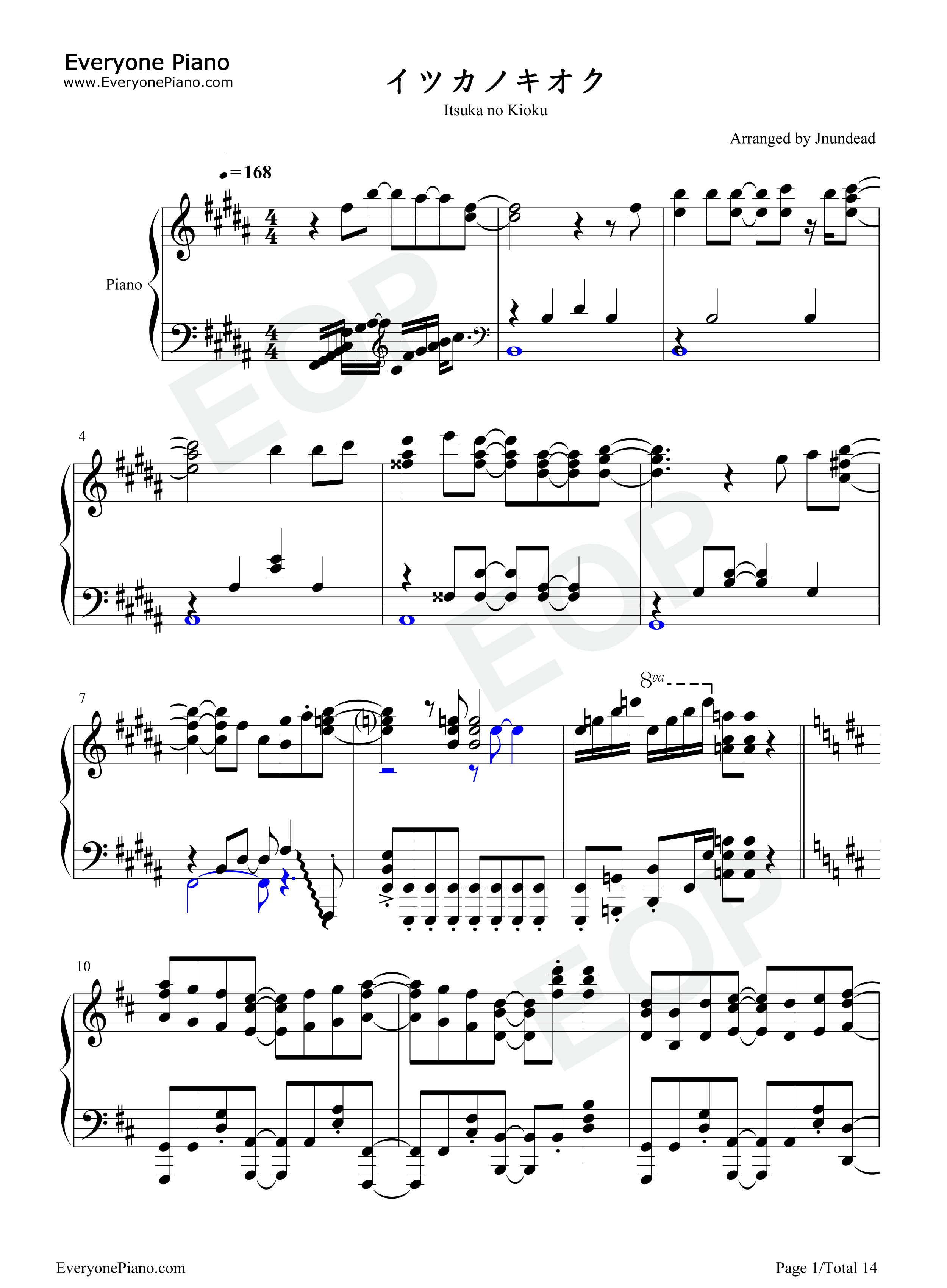 イツカノキオク钢琴谱_和气杏未