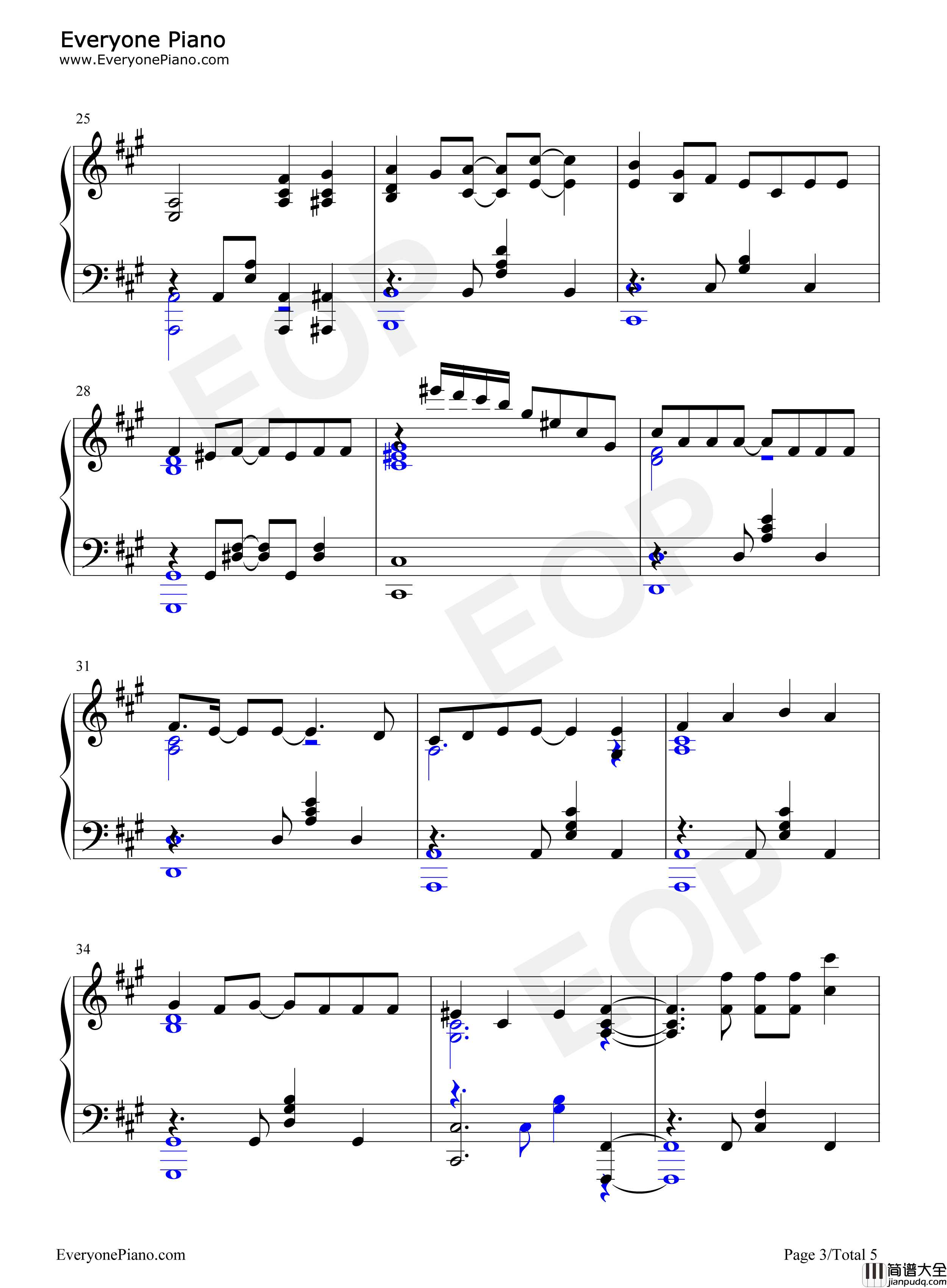 足跡钢琴谱_The_Peggies