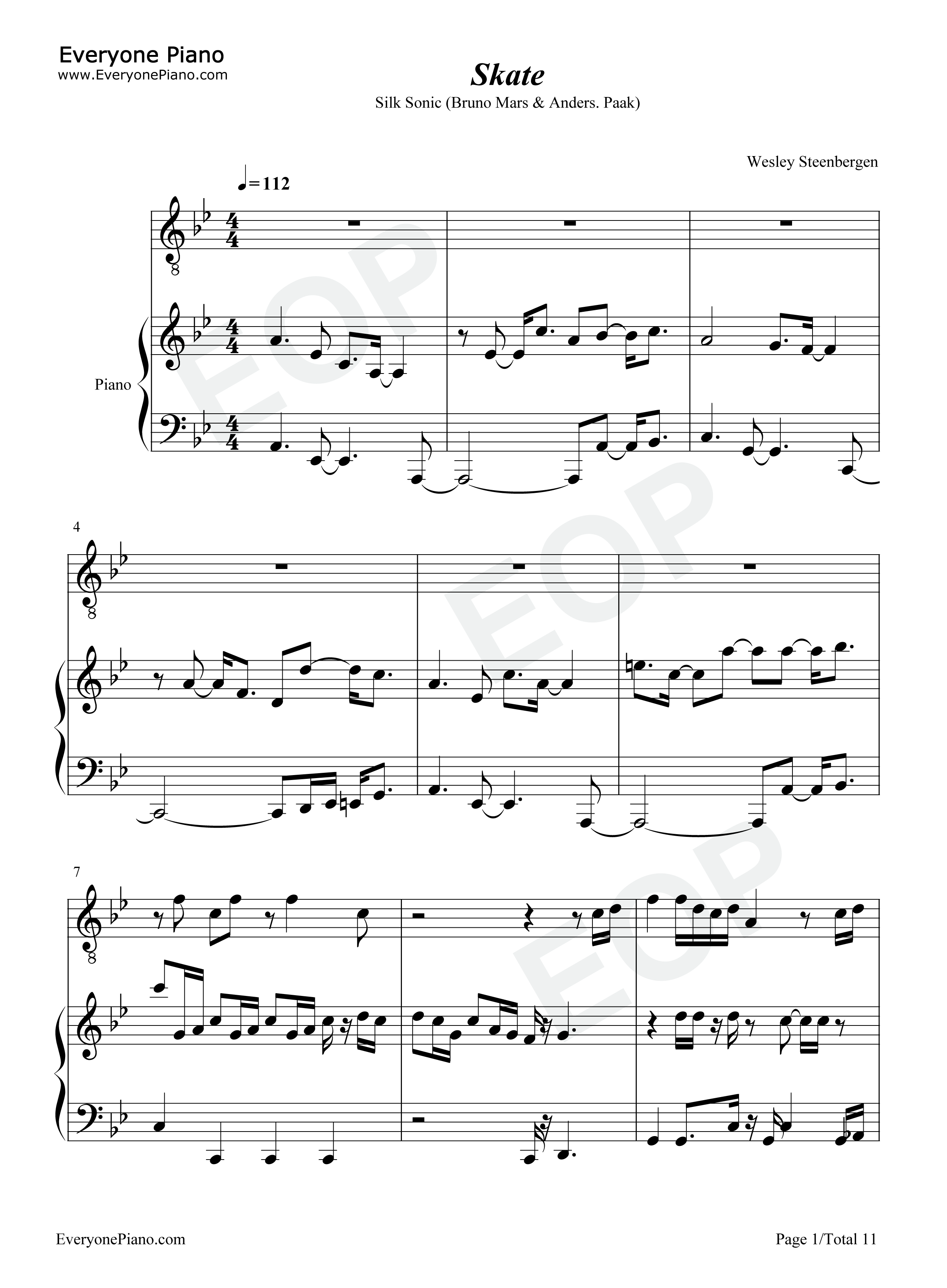 Skate钢琴谱_Bruno_Mars_Anderson_Paak_Silk_Sonic