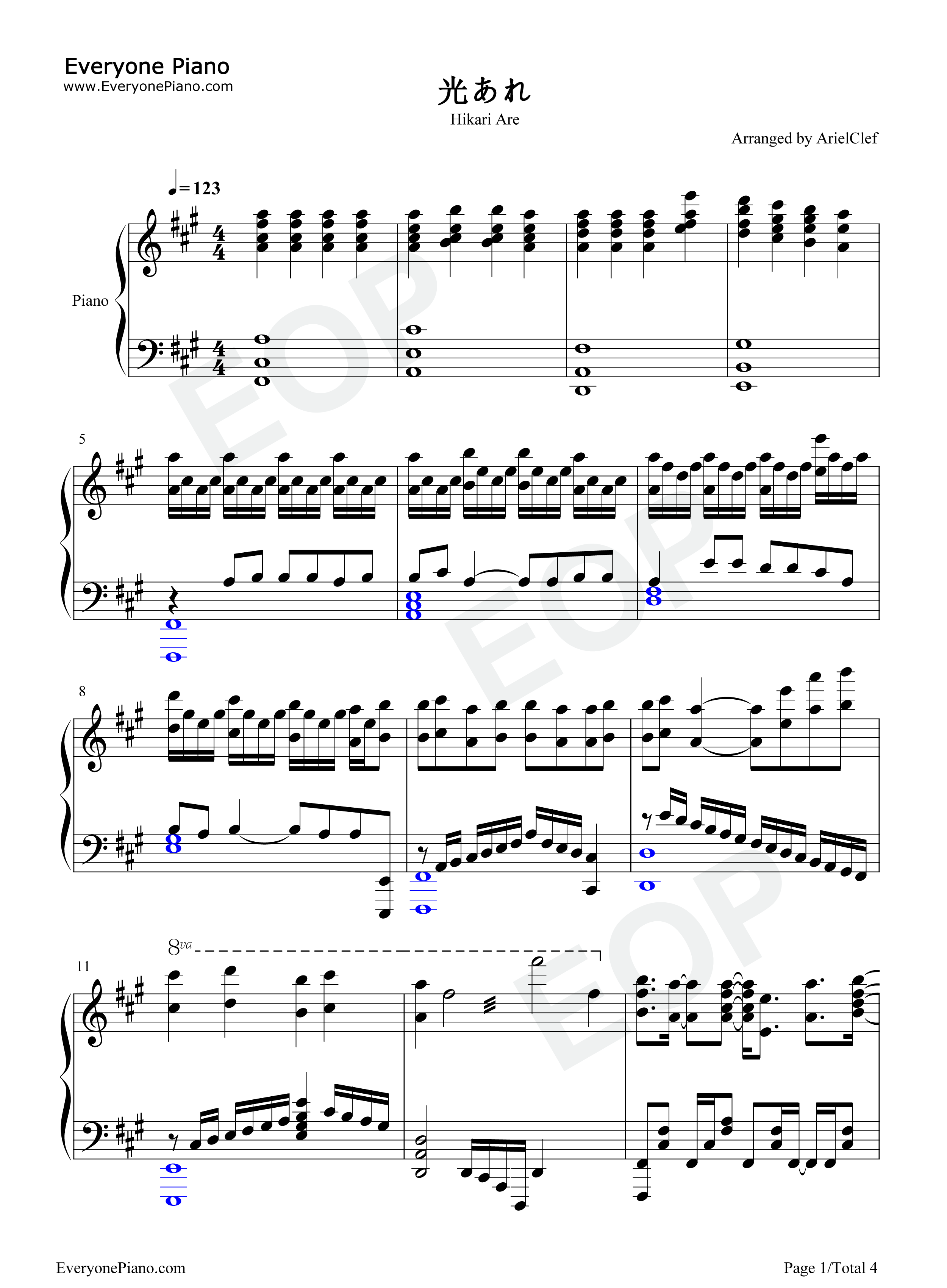 光あれ钢琴谱_冈野昭仁