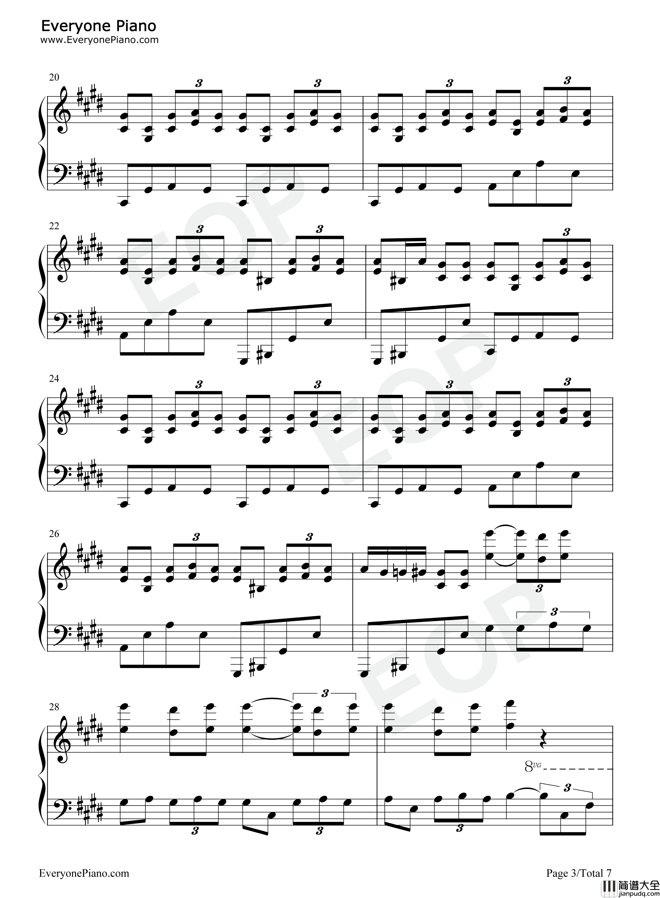 将军钢琴谱_周杰伦